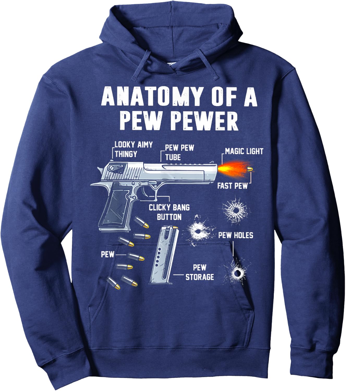 Anatomy Of A Pew Pewer Hoodie - Hoodie | Navy