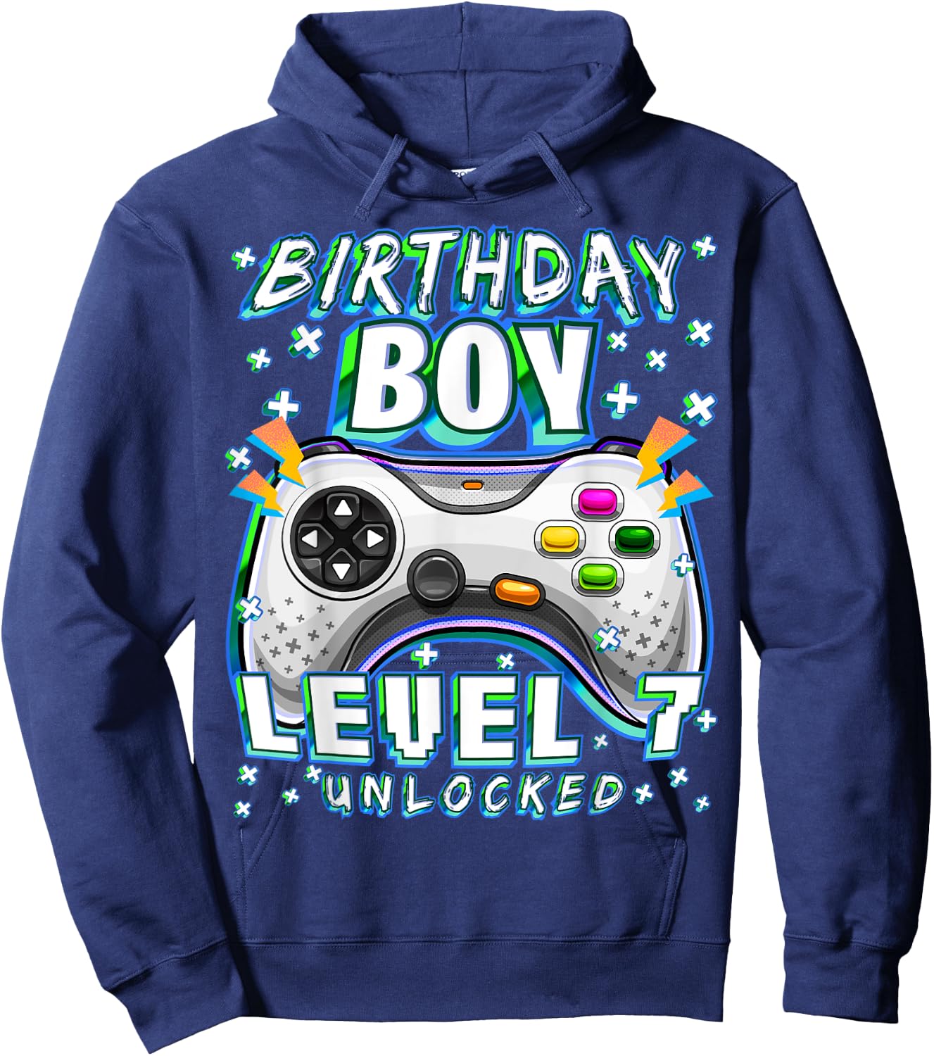 Level 7 Unlocked Video Game 7th Birthday Gamer Boys Hoodie - Hoodie | Navy