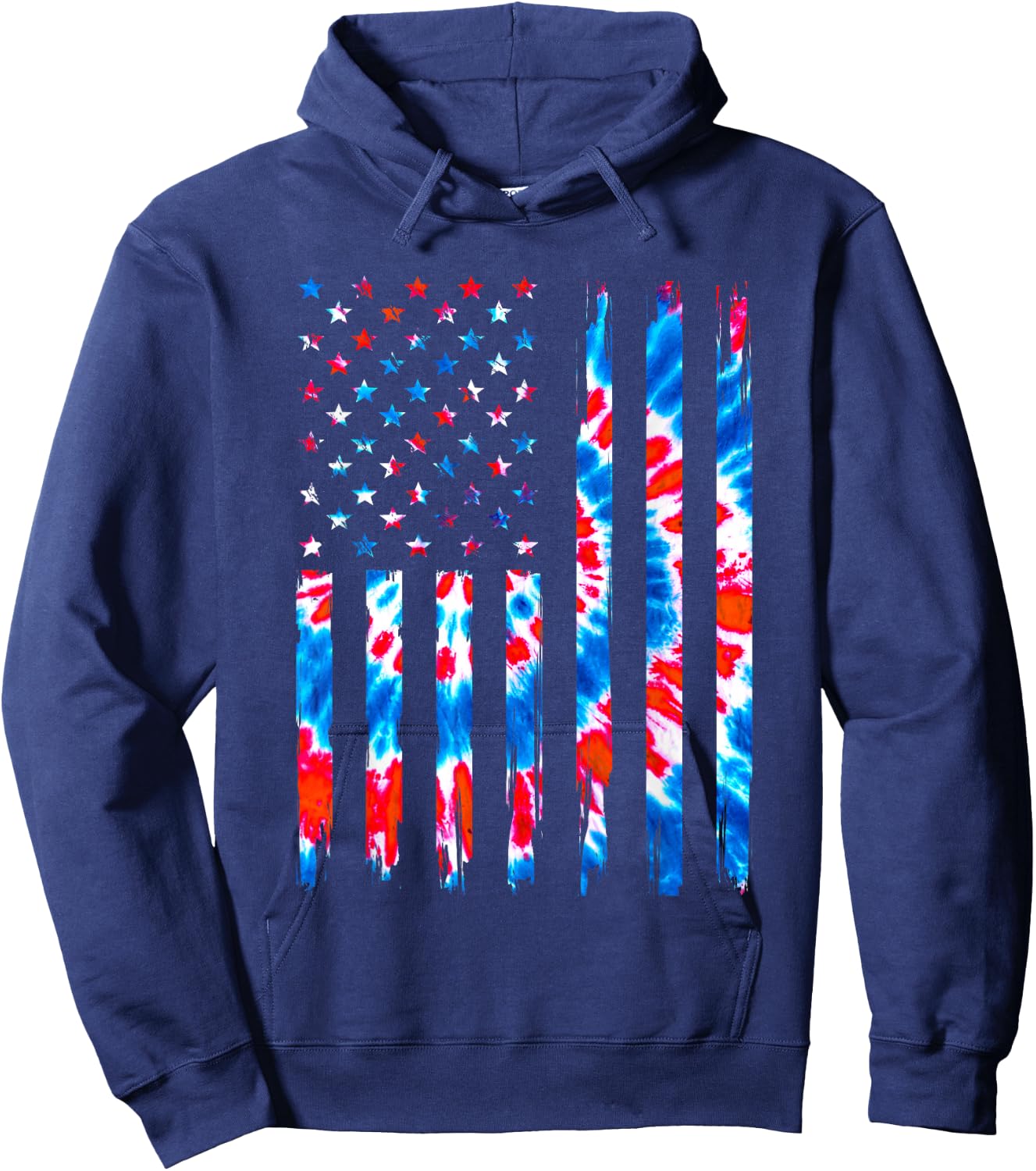 Tie Dye USA Flag Men Women Kids American Flag 4th Of July Hoodie - Hoodie | Navy