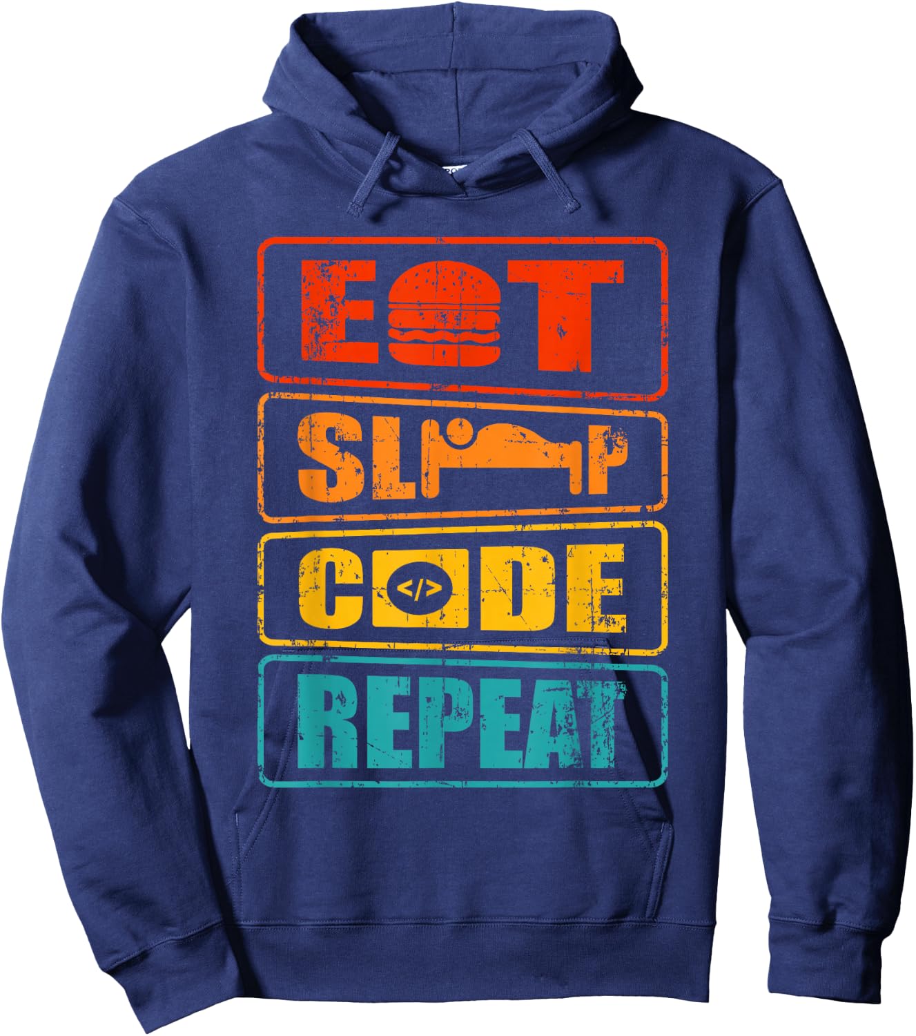 Eat Sleep Code Repeat Computer Science Programmer Gift Hoodie - Hoodie | Navy
