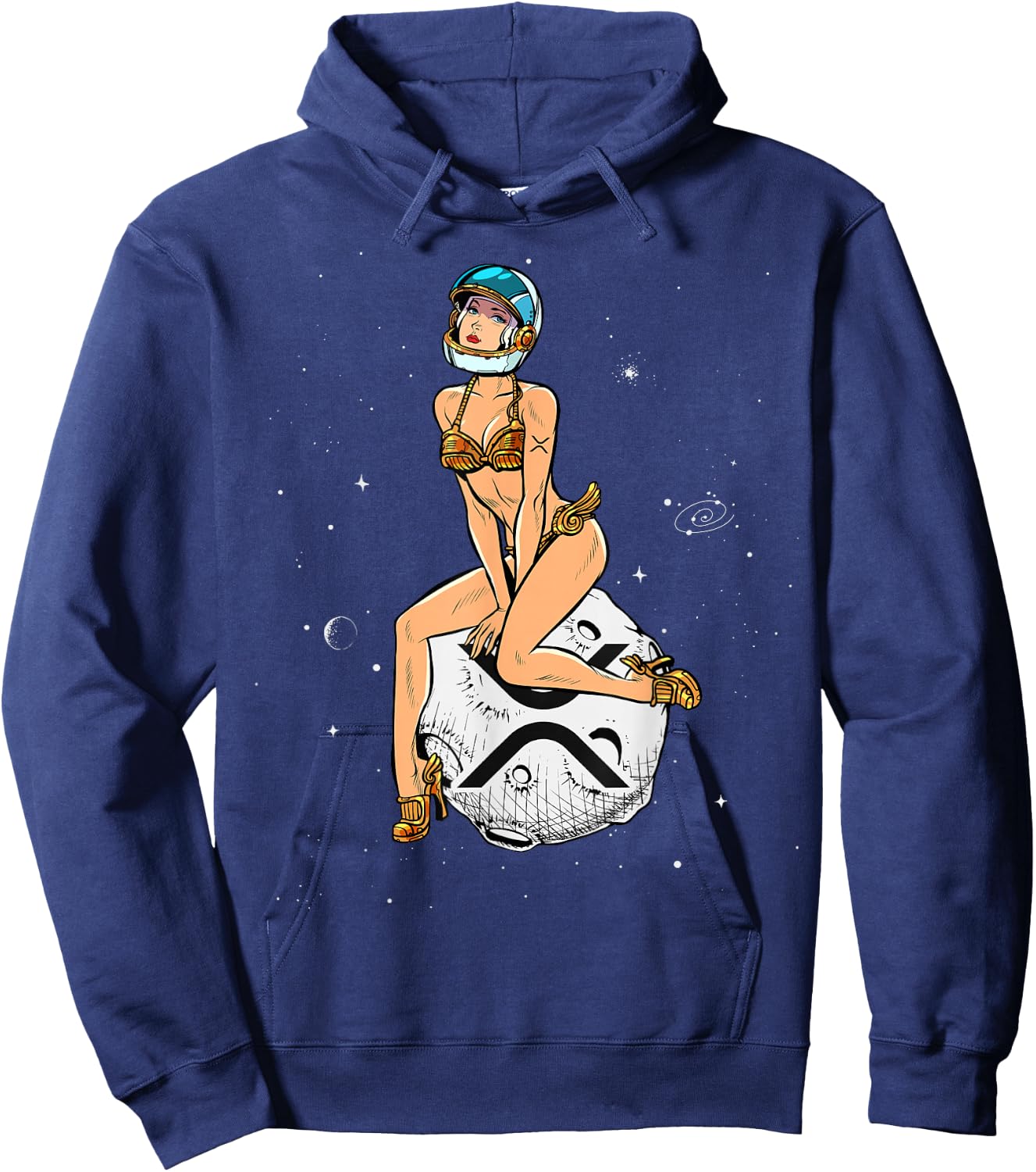 Cryptocurrency Pin-up Girl Hodling XRP Ripple Crypto Moon Hoodie - Hoodie | Navy