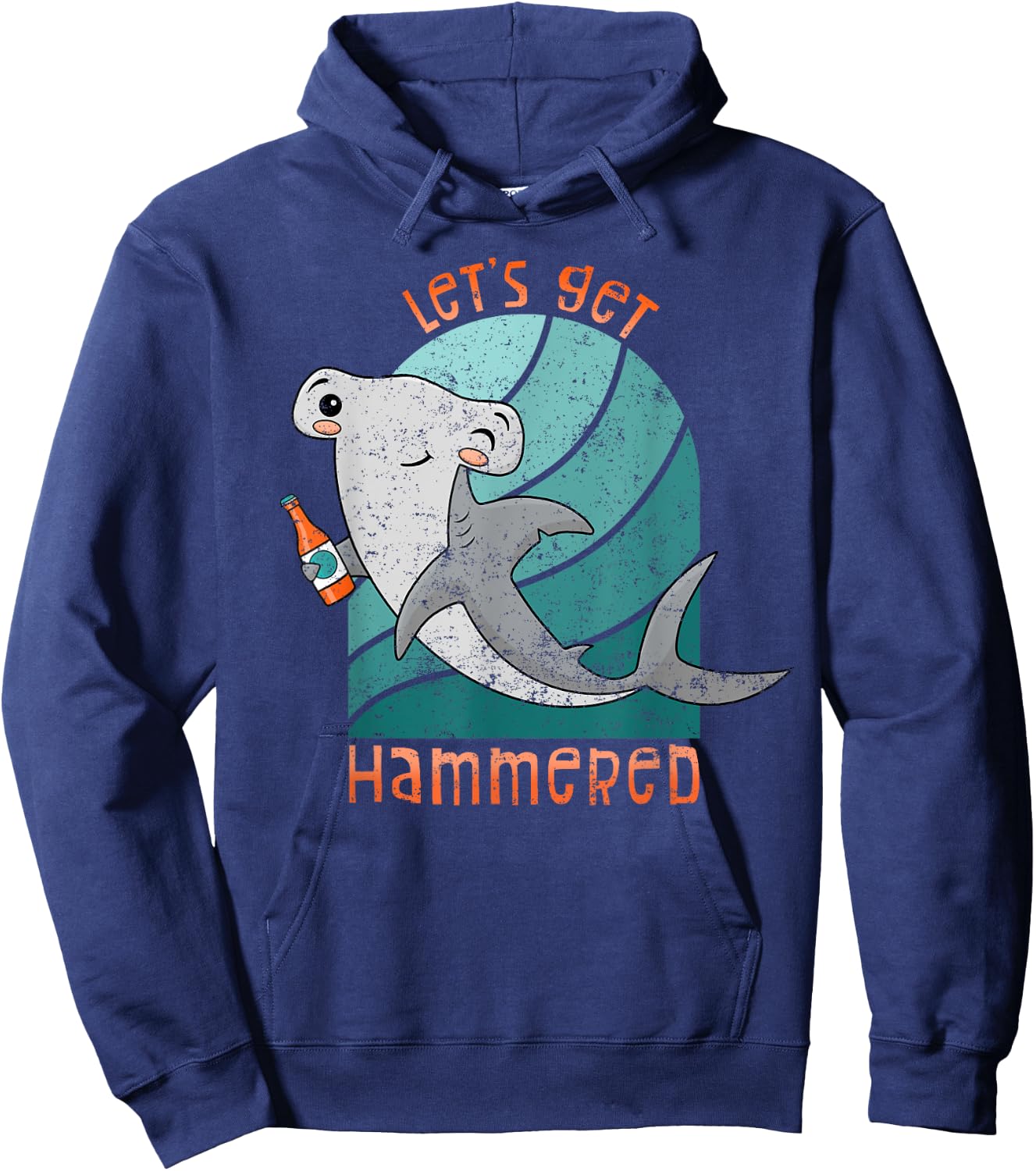 Funny Hammerhead Shark Let's Get Hammered Drinking Hoodie - Hoodie | Navy