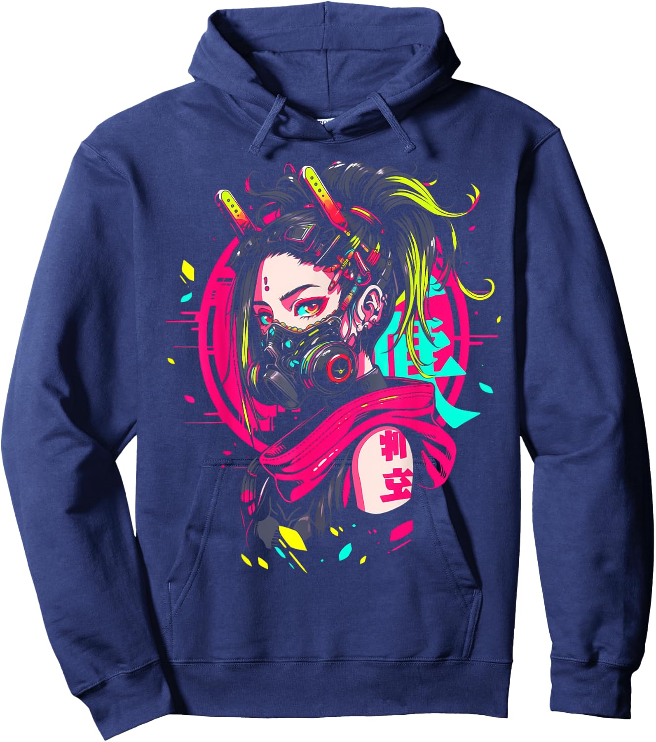 Anime Manga Cyberpunk Aesthetic Techwear Harajuku Punk Hoodie - Hoodie | Navy