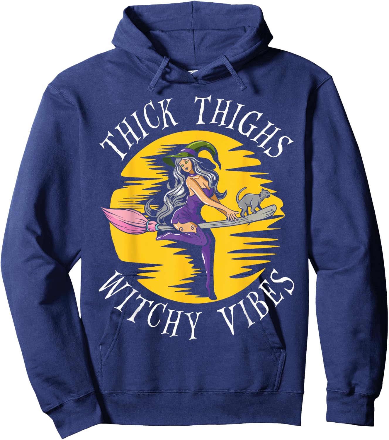 Thick Thighs Witchy Vibes Hoodie - Hoodie | Navy