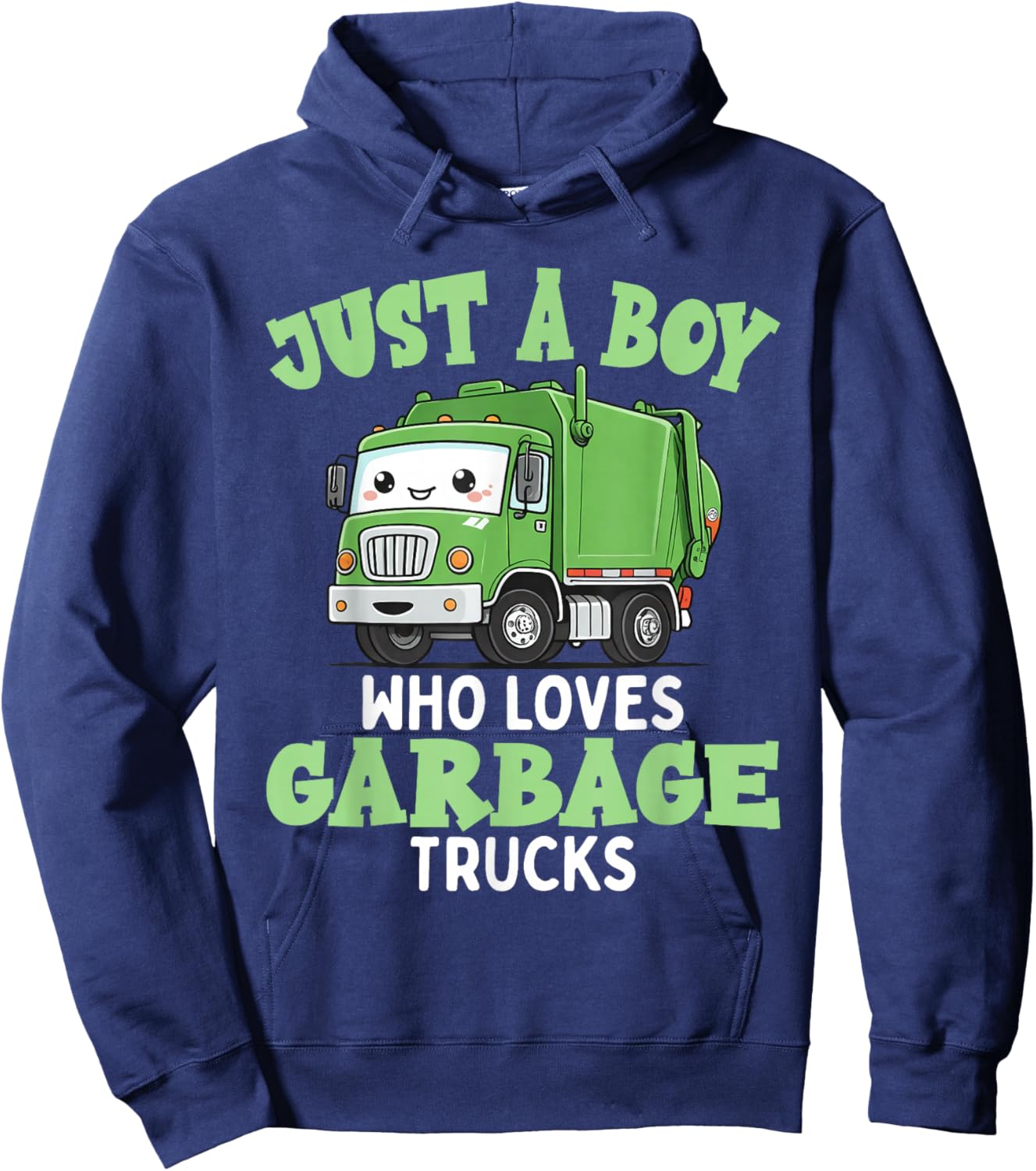 Kids A Boy Who Loves Garbage Trucks Birthday Party Toddlers Hoodie - Hoodie | Navy