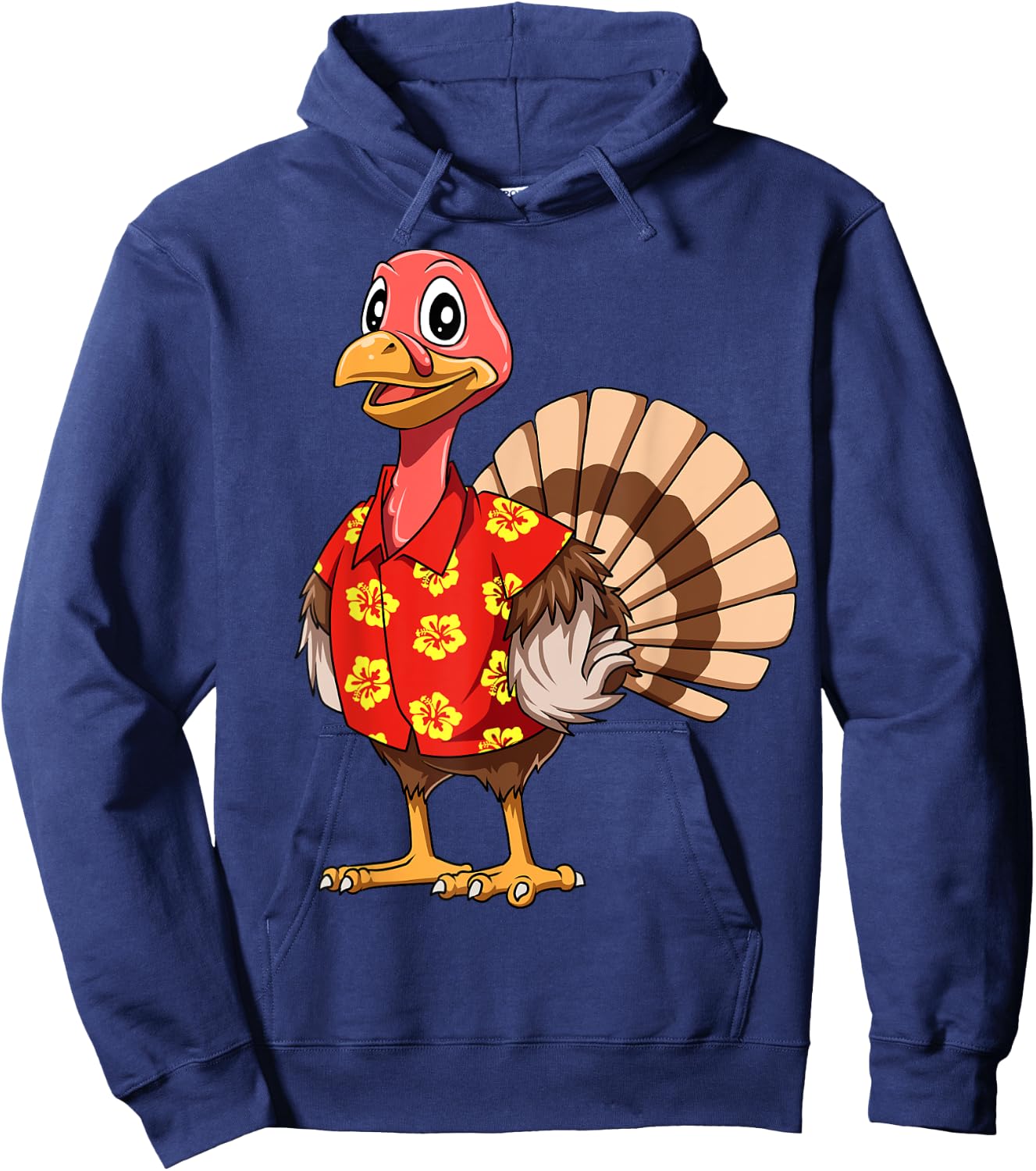 Turkey Hawaiian Thanksgiving Turkey Funny Hawaii Beach Party Men Women Kids Hoodie - Hoodie | Navy