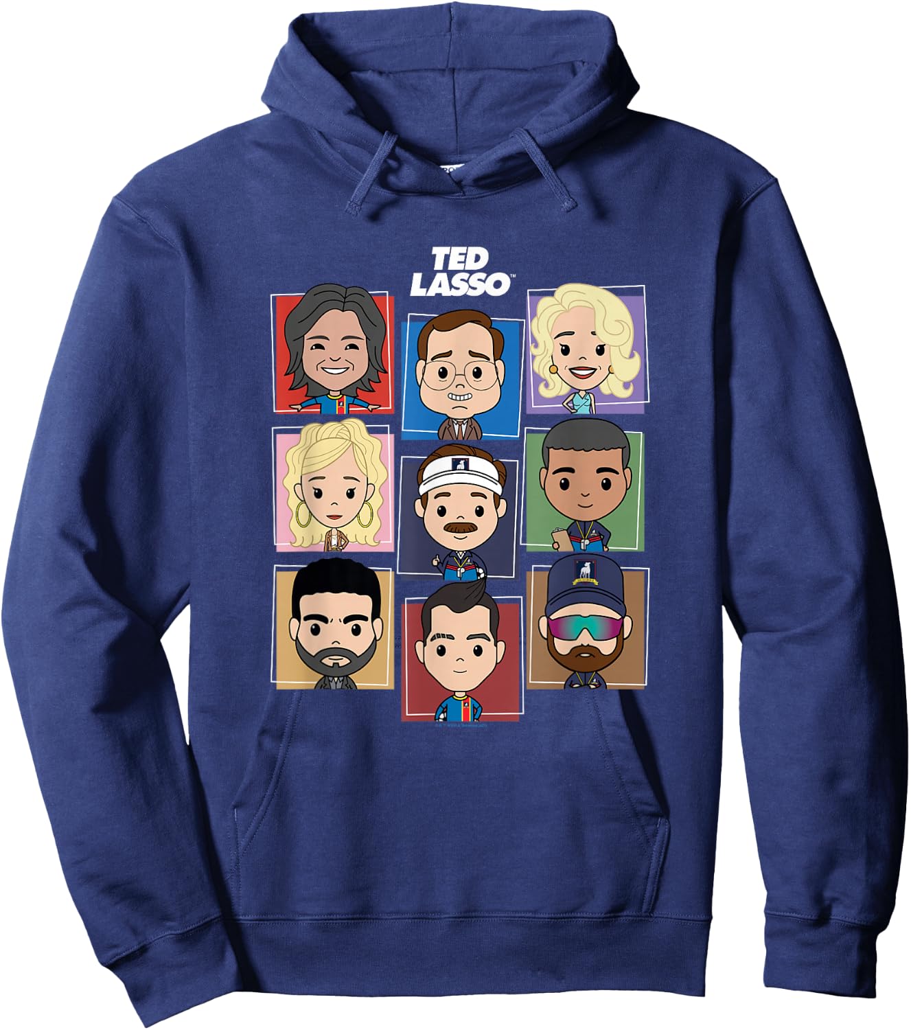 Ted Lasso Chibi Character Color Pop Box Up Portraits Hoodie - Hoodie | Navy