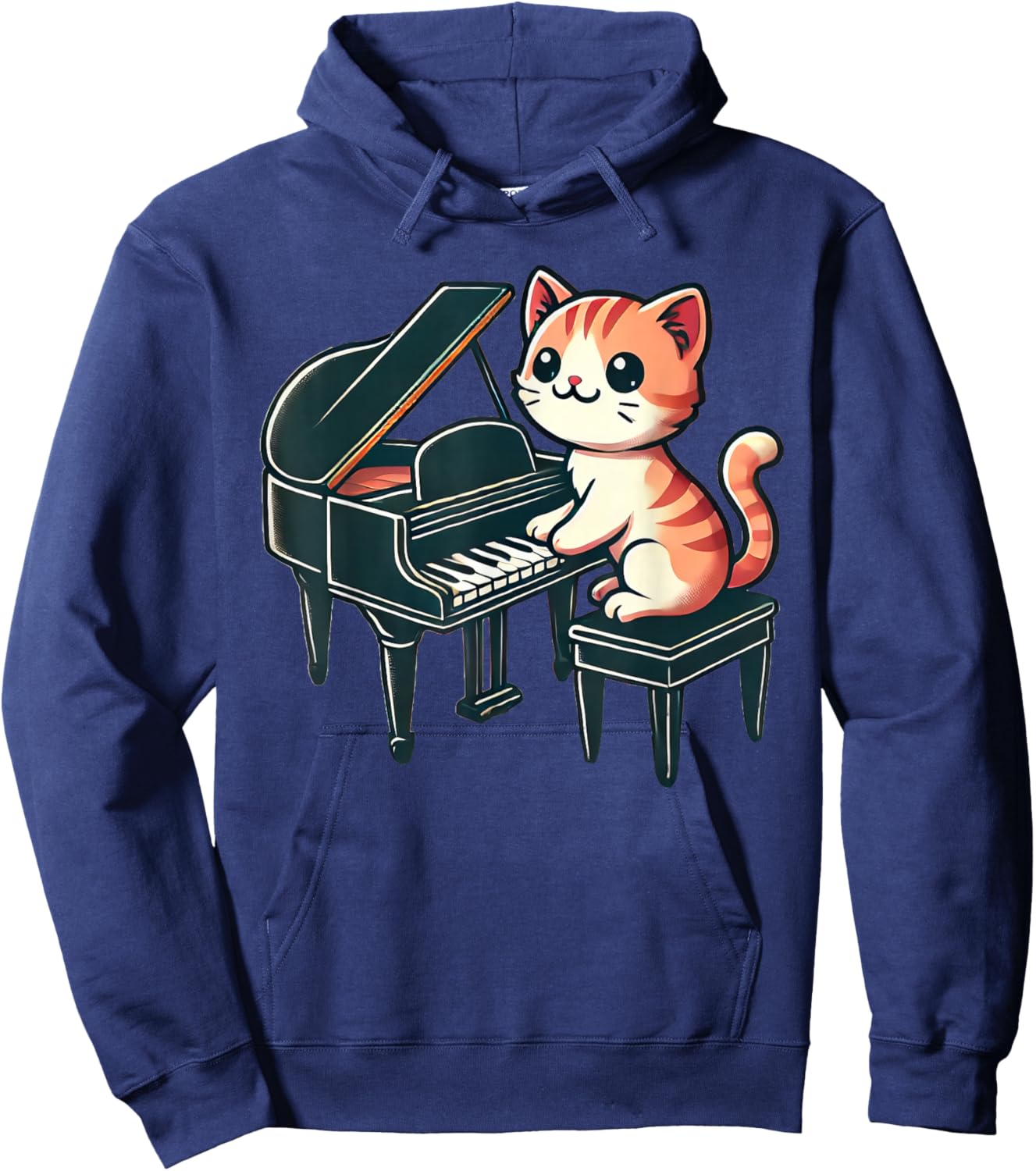Cute Cat Playing Piano Cats Musician Music Hoodie - Hoodie | Navy