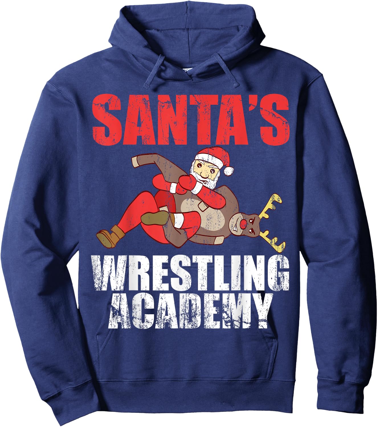 Santa Sport Wrestling Ring Fight Choke Tap Design Hoodie - Hoodie | Navy