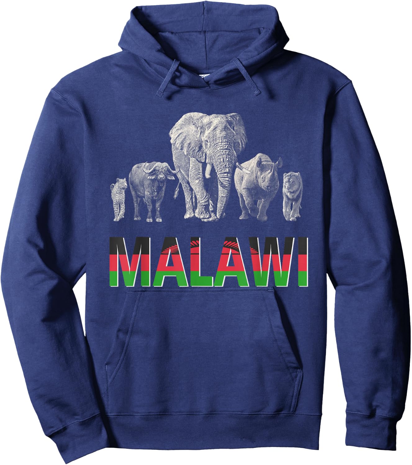 Malawi Pride "Big Five" Wildlife Design for Malawi Fans Hoodie - Hoodie | Navy