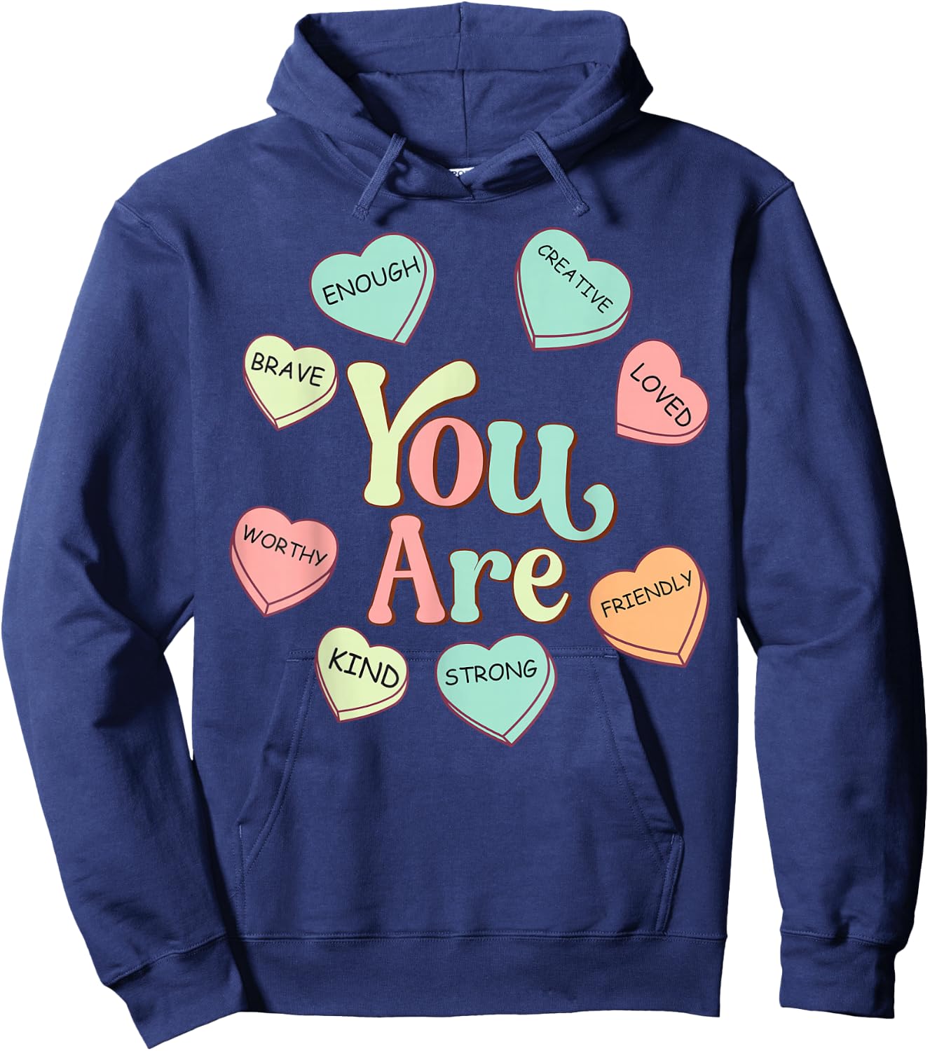 Retro Teacher Valentines Day You Are Cute Heart Cupid Hoodie - Hoodie | Navy
