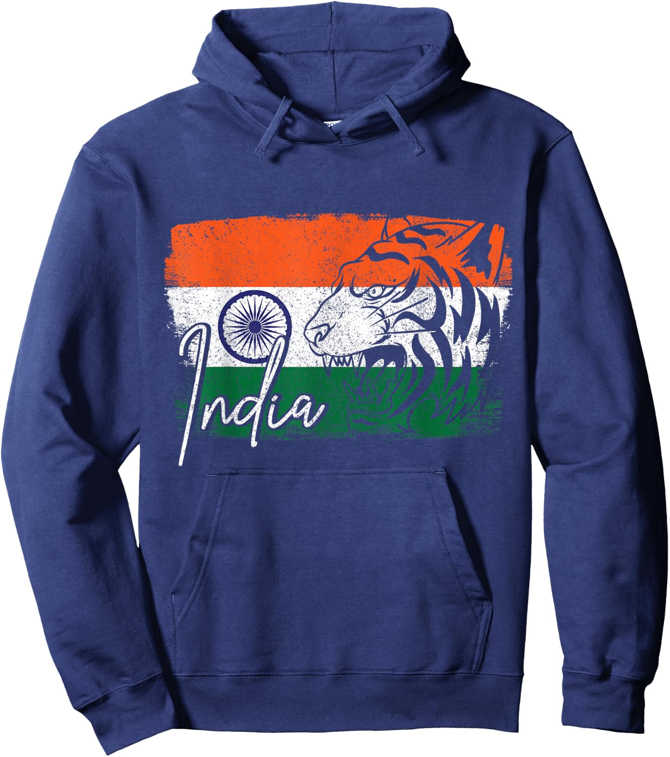 India Indian Flag Tiger Souvenir Pride Hoodie - Hoodie | Navy