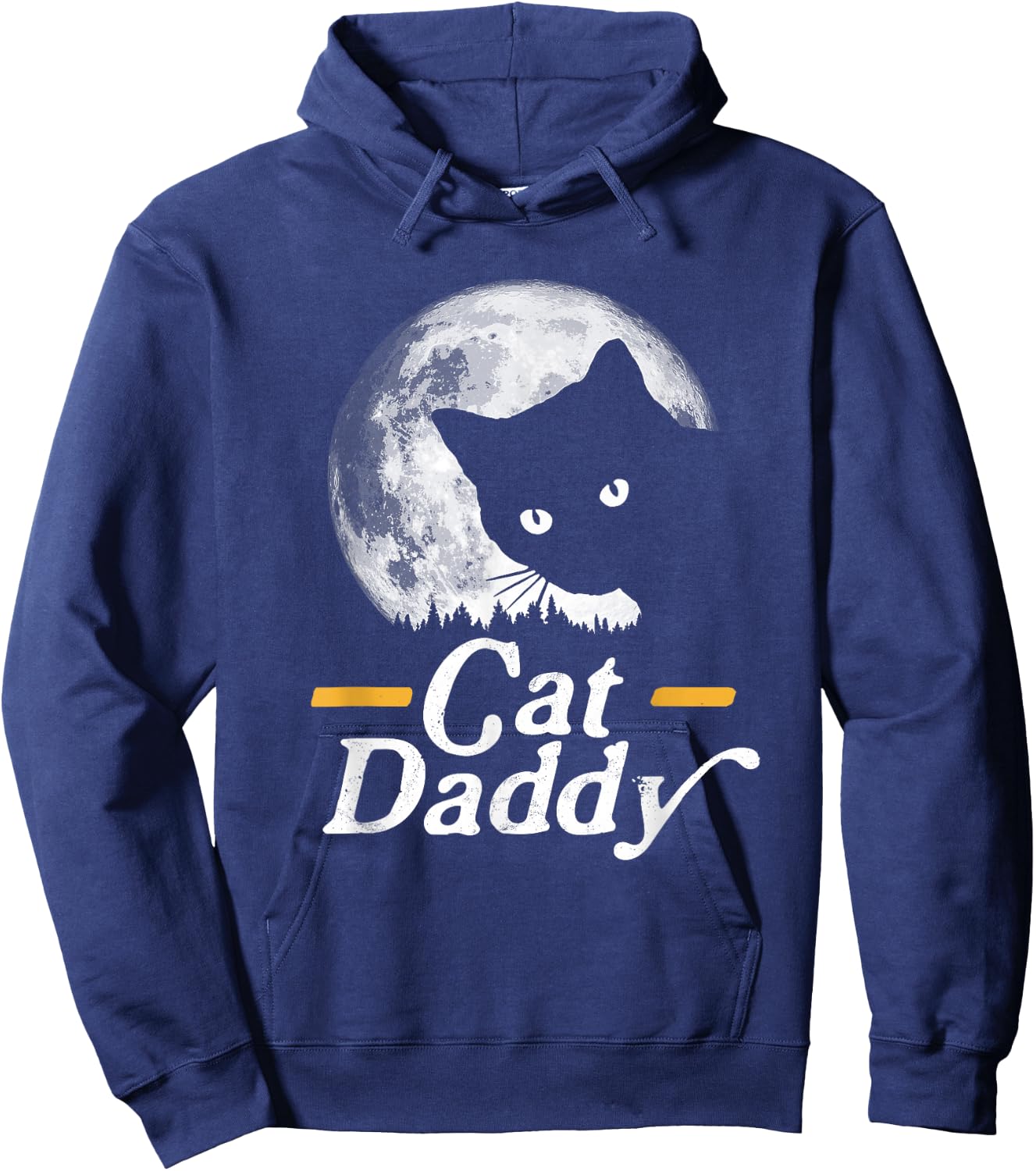 Cat Daddy Vintage Eighties Style Cat Retro Full Moon Hoodie - Hoodie | Navy