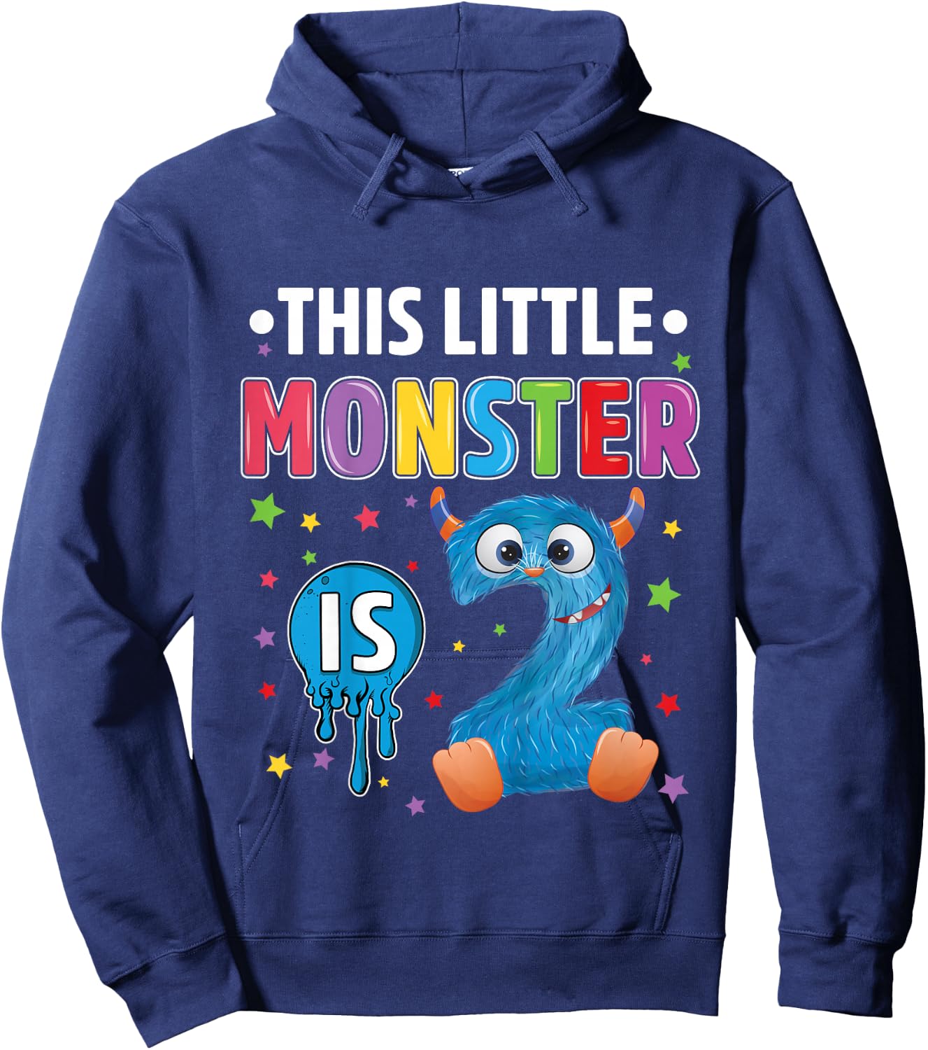 Little Monster Birthday 2 years old 2nd B-day Monster Hoodie - Hoodie | Navy