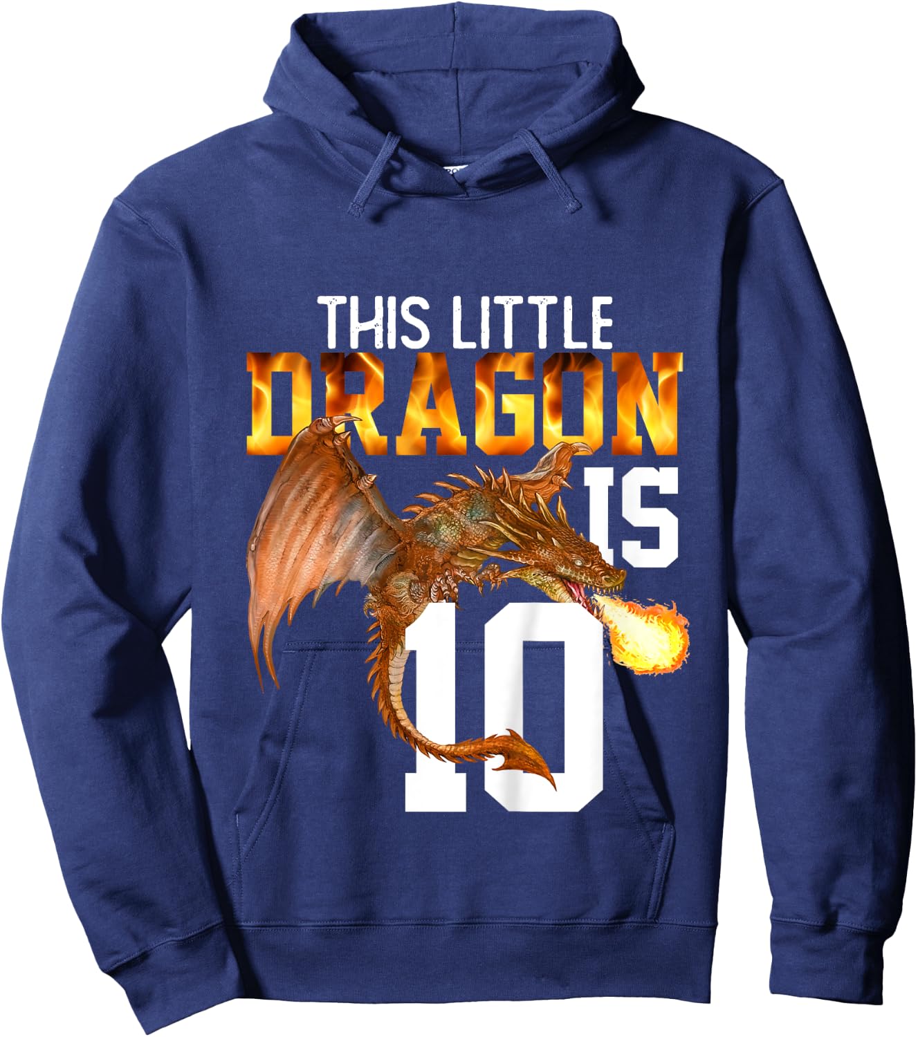 Turning 10 Year Old Birthday Gift Boy Dragon 10th Bday Girl Hoodie - Hoodie | Navy