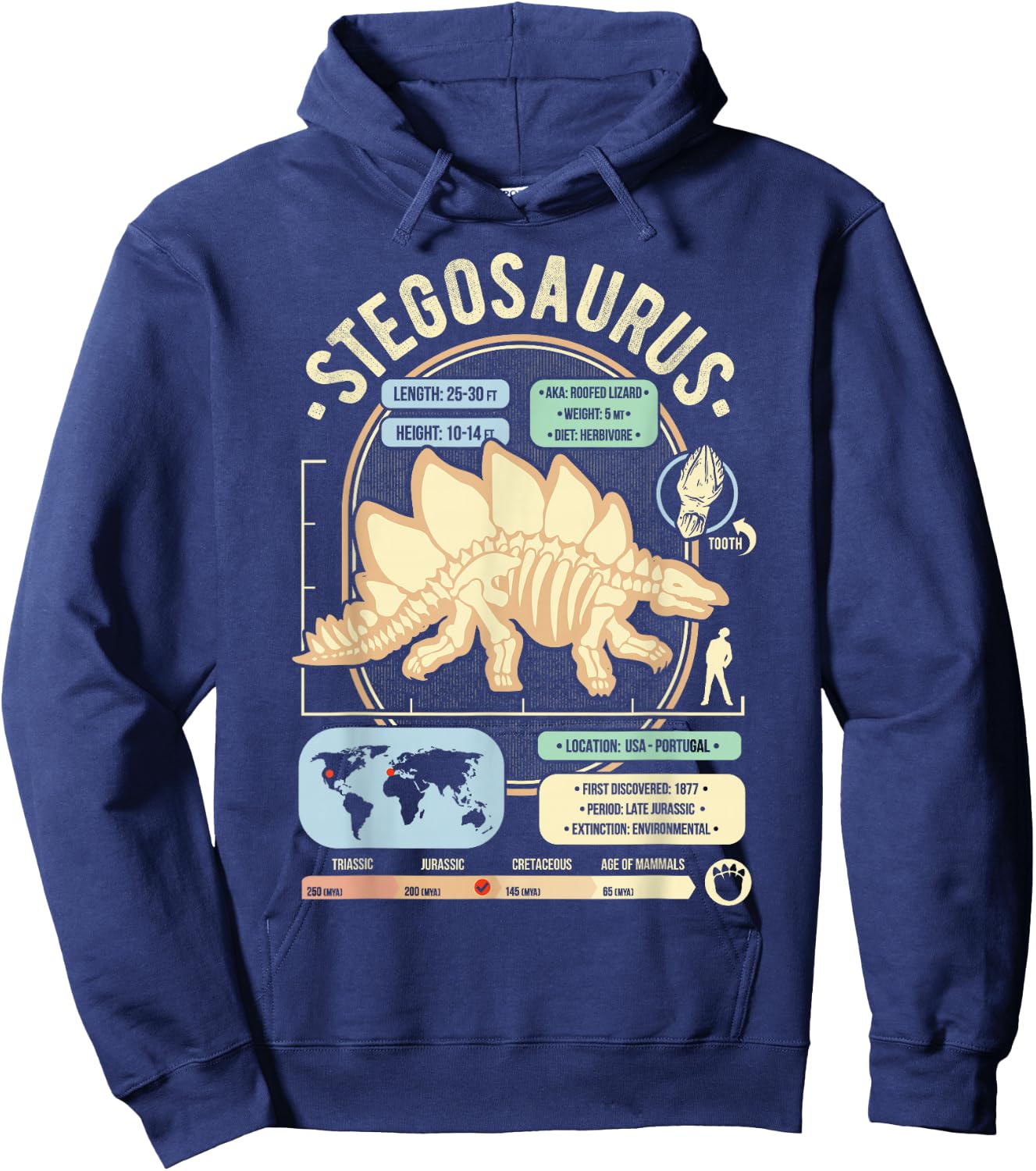 Dinosaur Facts - Stegosaurus Science & Anatomy Gift Hoodie - Hoodie | Navy