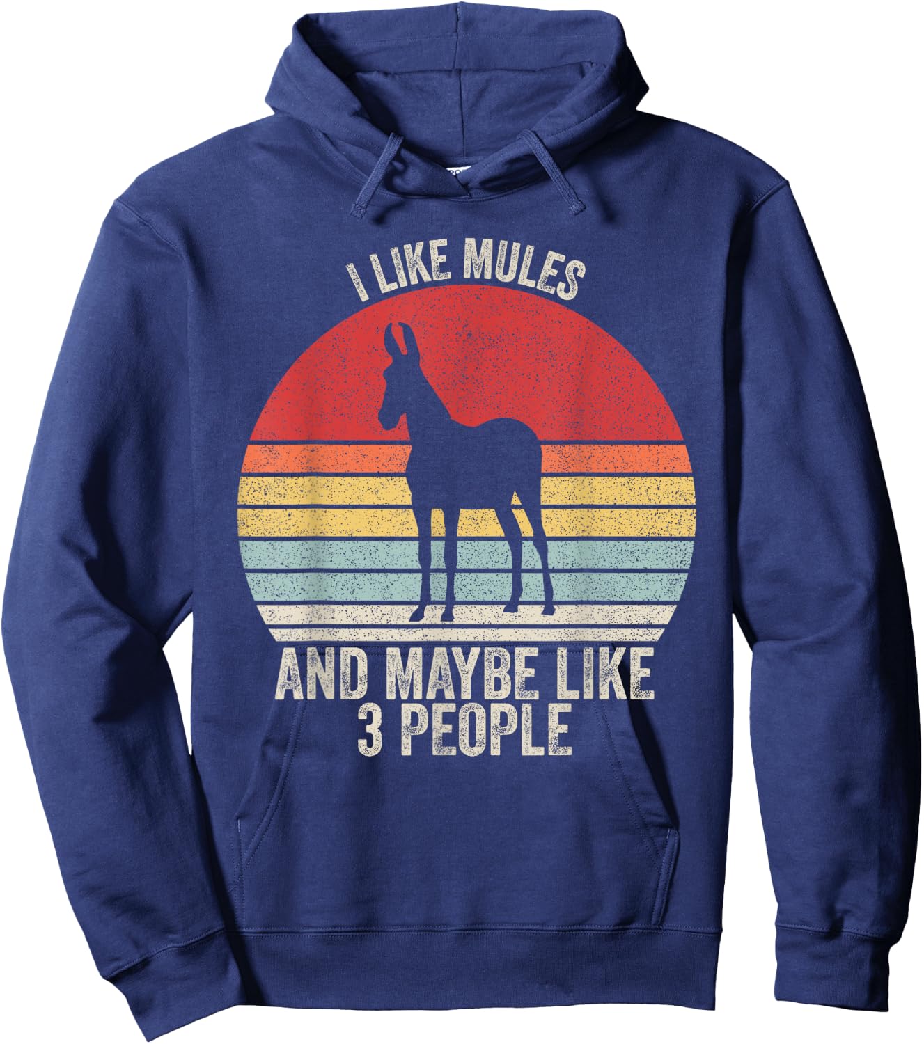 Vintage Retro I Like Mules And Maybe Like 3 People Mule Hoodie - Hoodie | Navy