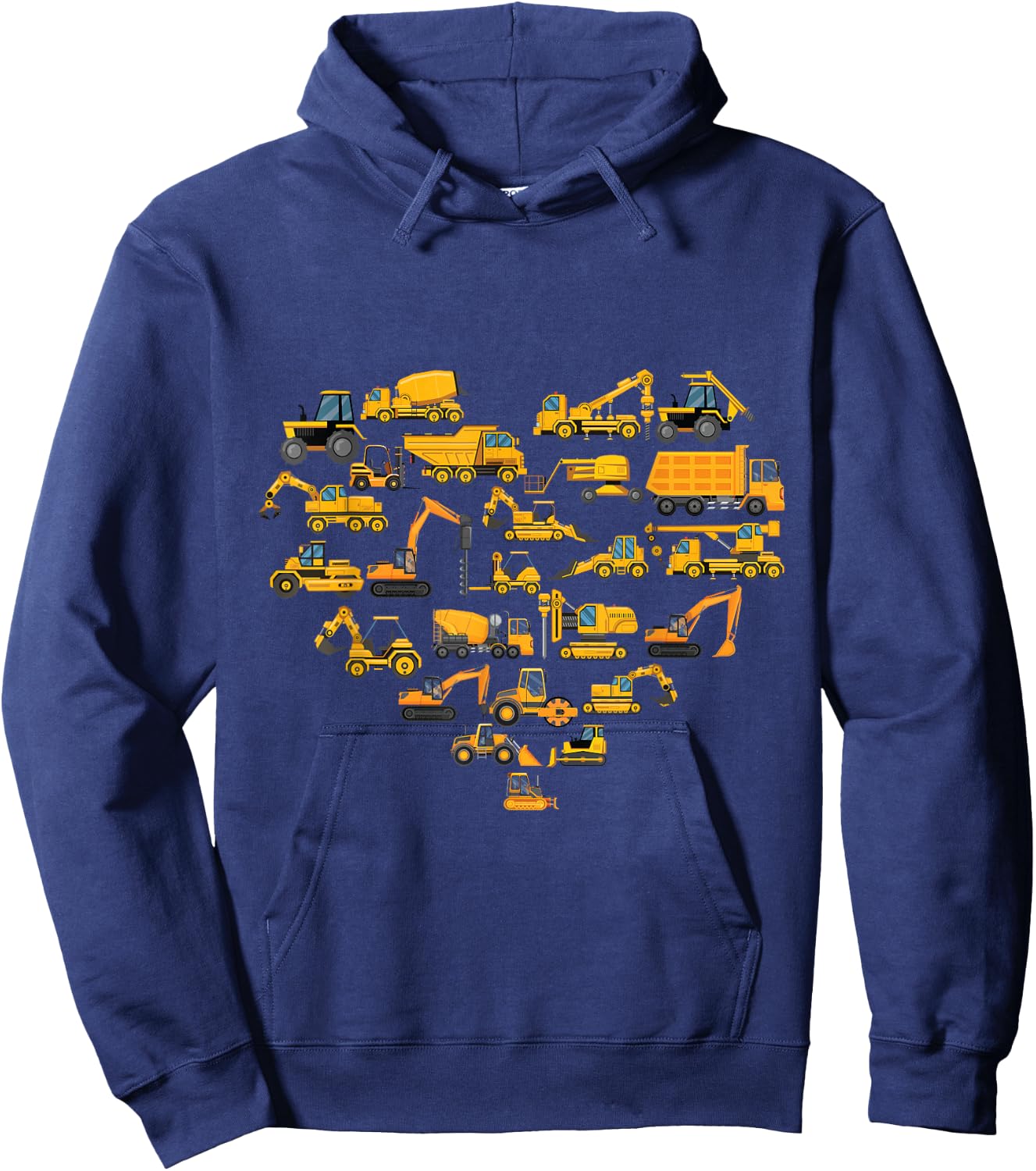 Types of Construction Excavator Bulldozer Truck Crane kids Hoodie - Hoodie | Navy