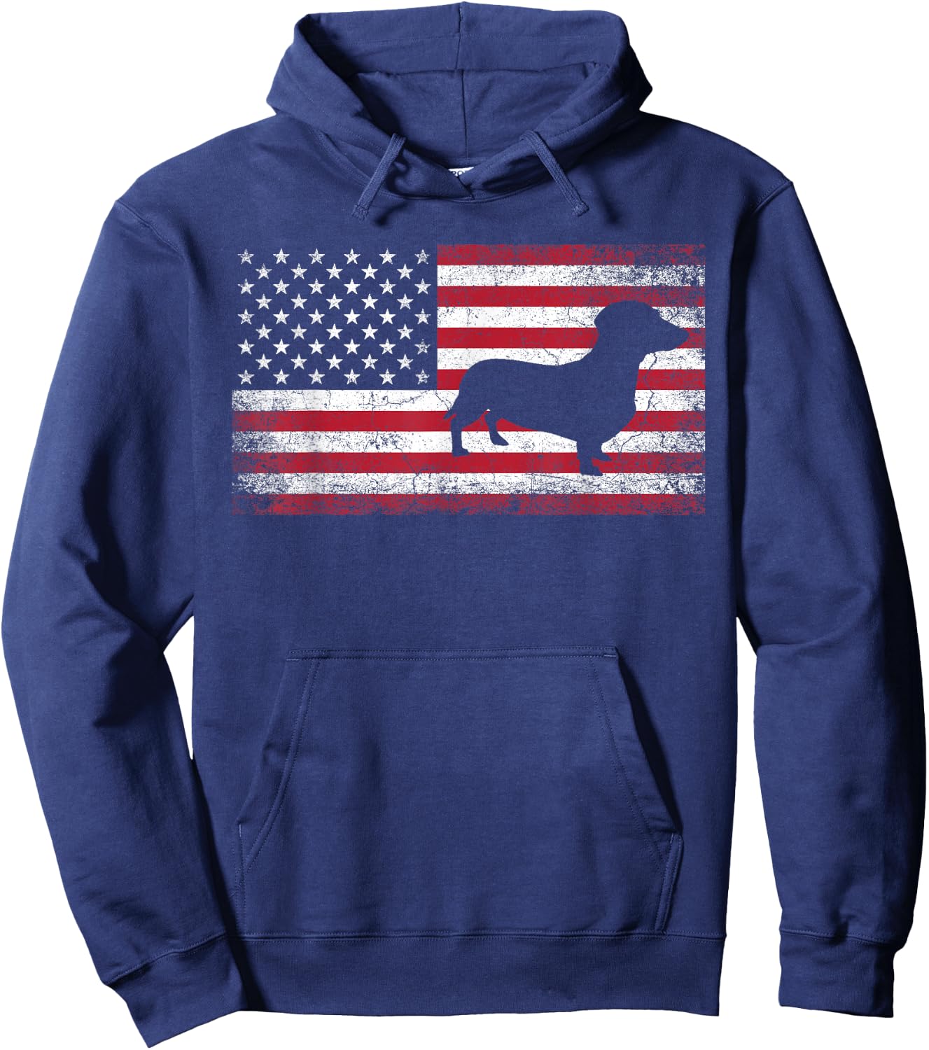Dachshund Dog Pet 4th of July American Flag Patriotic USA Hoodie - Hoodie | Navy