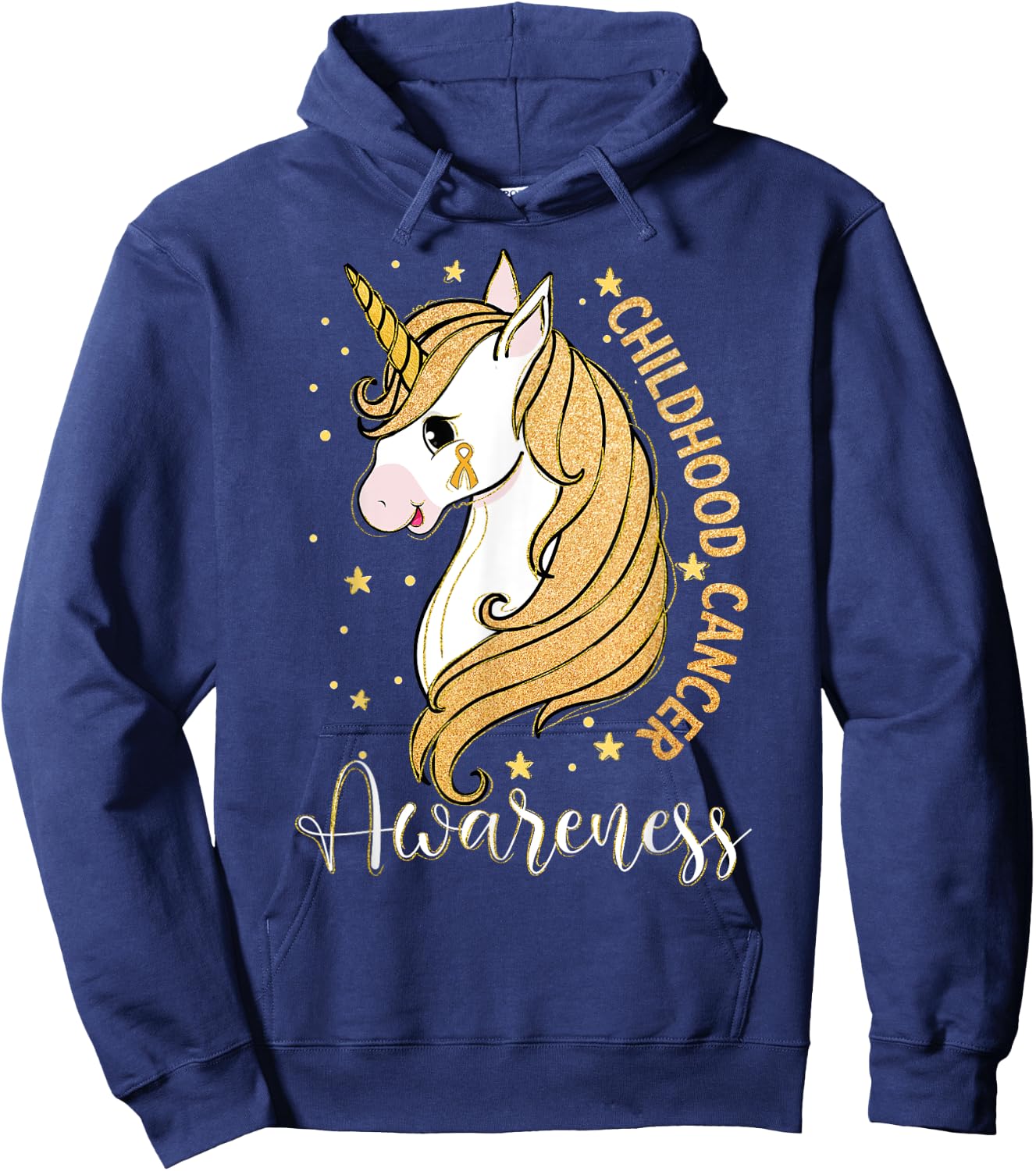 Childhood Cancer Awareness Unicorn Warrior Support Kid Girls Hoodie - Hoodie | Navy