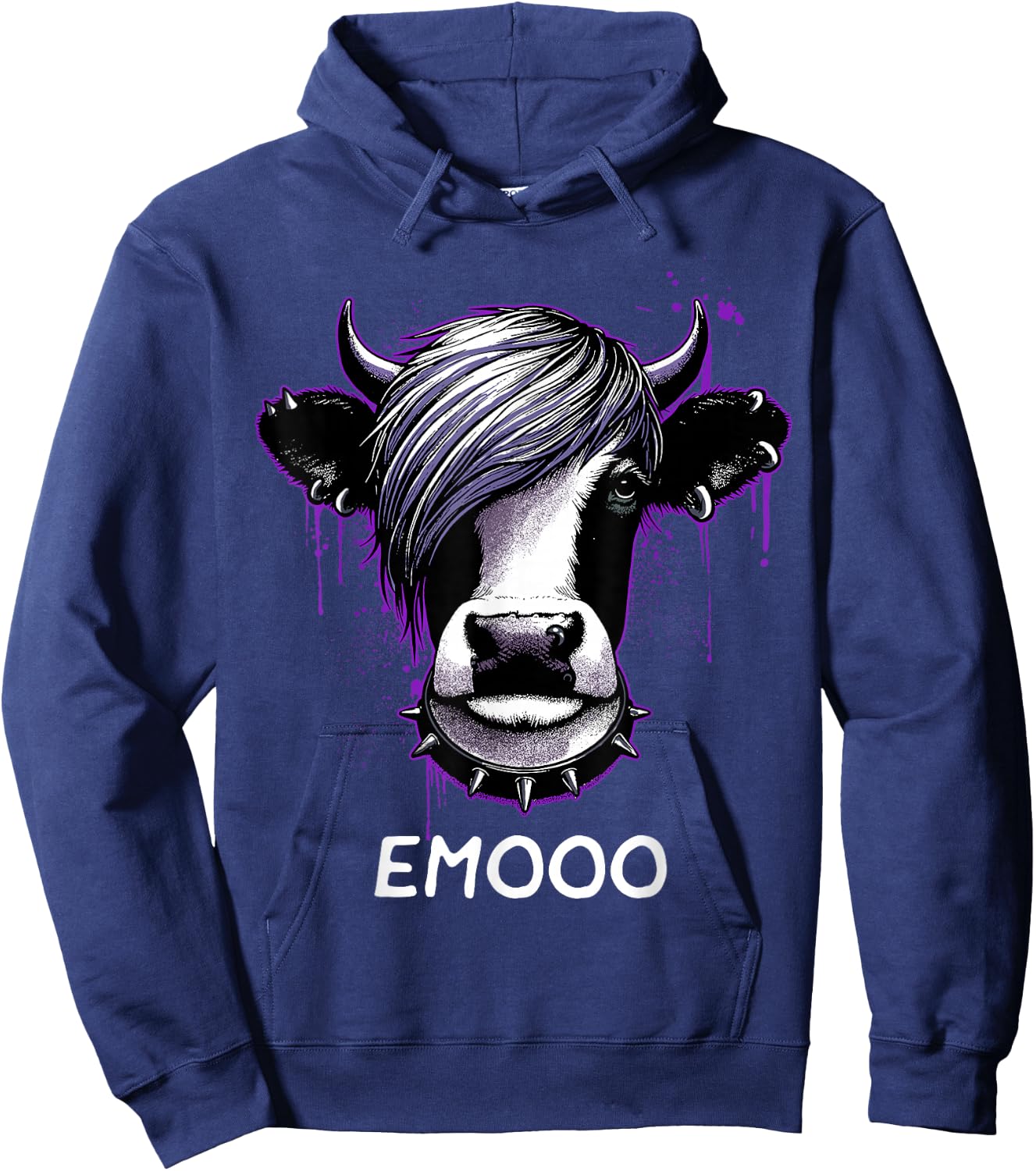 Emo Shirt Emo Cow Emooo Emocore Farm Shirt For Emo Farmers Hoodie - Hoodie | Navy