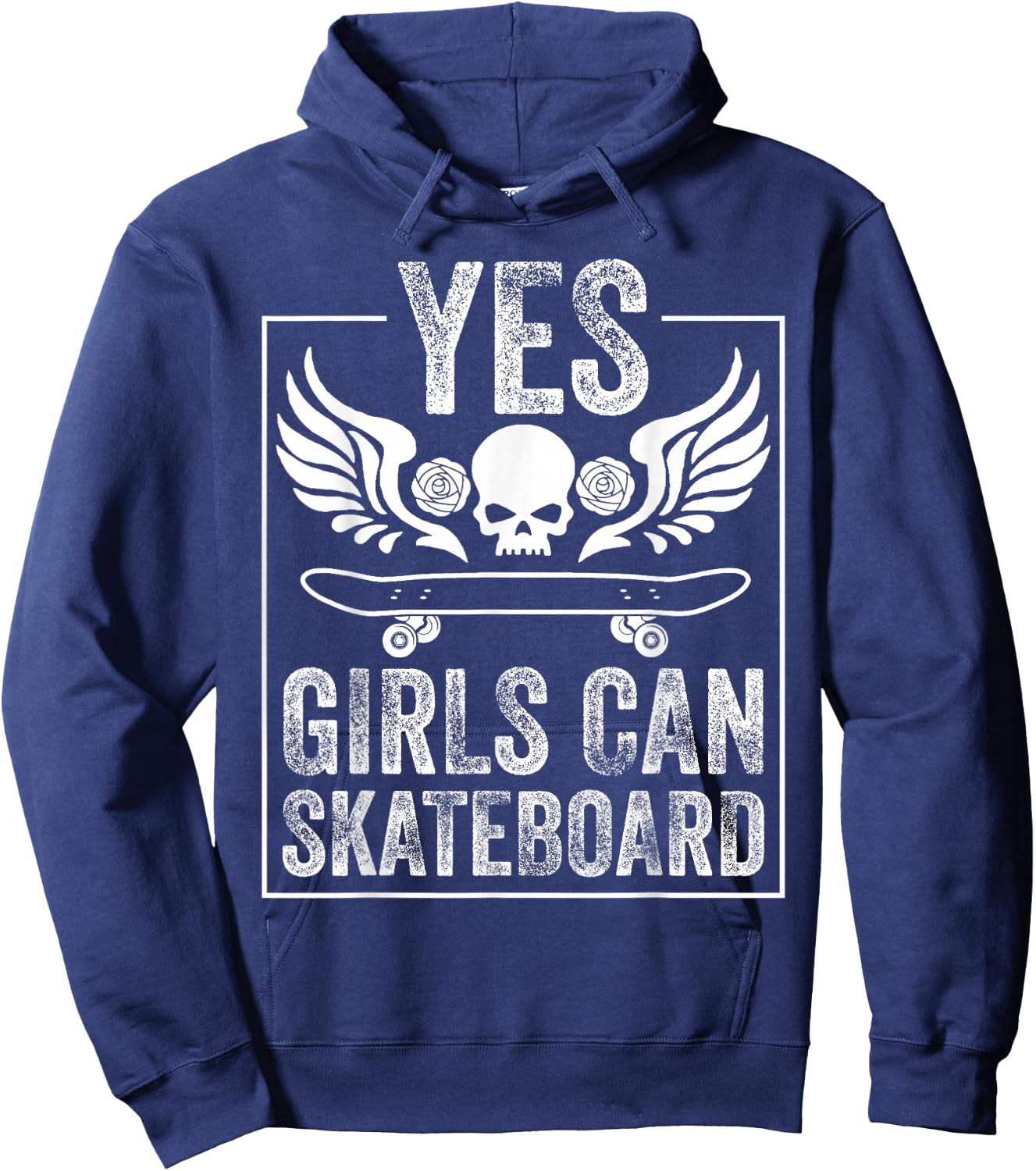 Funny Yes Girls Can Skateboard Gift Skateboarding Women Hoodie - Hoodie | Navy