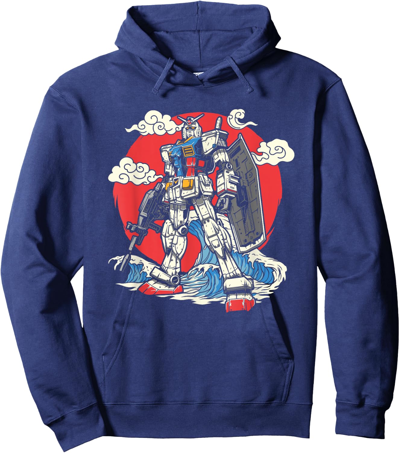 Anime Japanese Robot Kanagawa Japanese Ocean Wave Art Hoodie - Hoodie | Navy