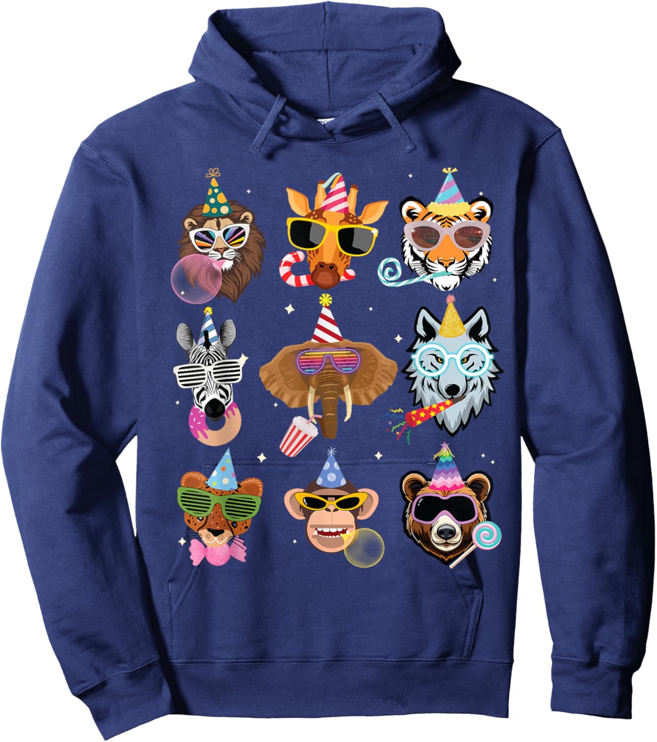 Men Women and Kids Zoo Day Wildlife Animals Birthday Parties Hoodie - Hoodie | Navy