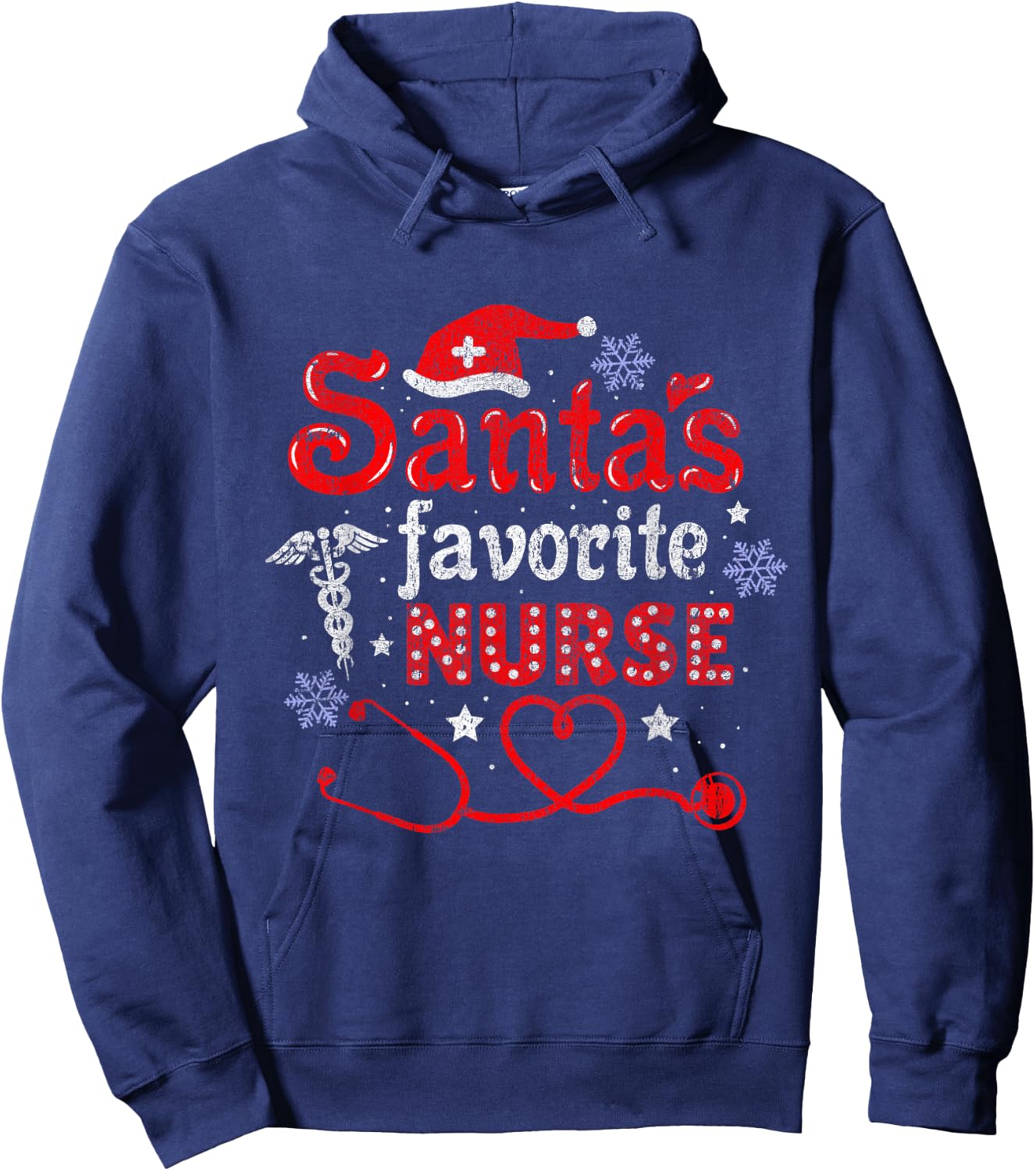 Santa's Favorite Nurse Vintage Hoodie - Hoodie | Navy