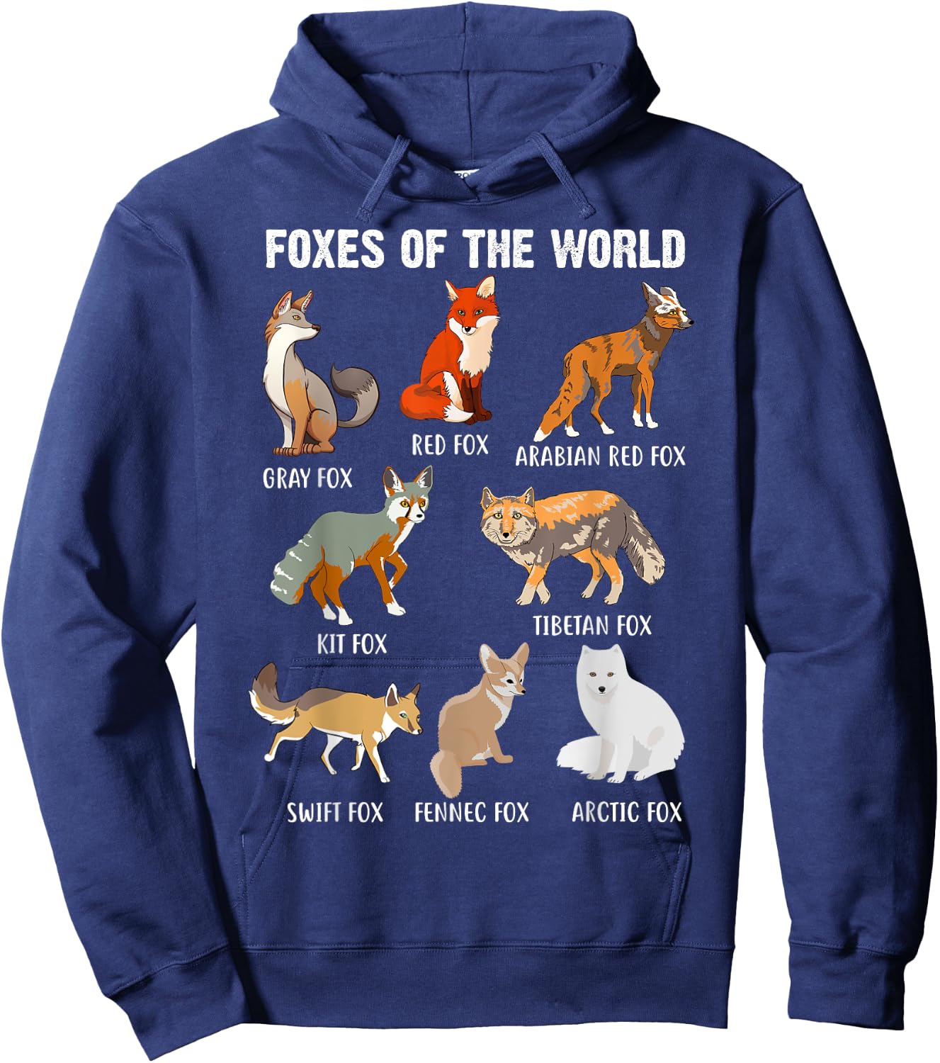 Funny Foxes of the World Fox Types Fox Animal Lover Fox Idea Hoodie - Hoodie | Navy