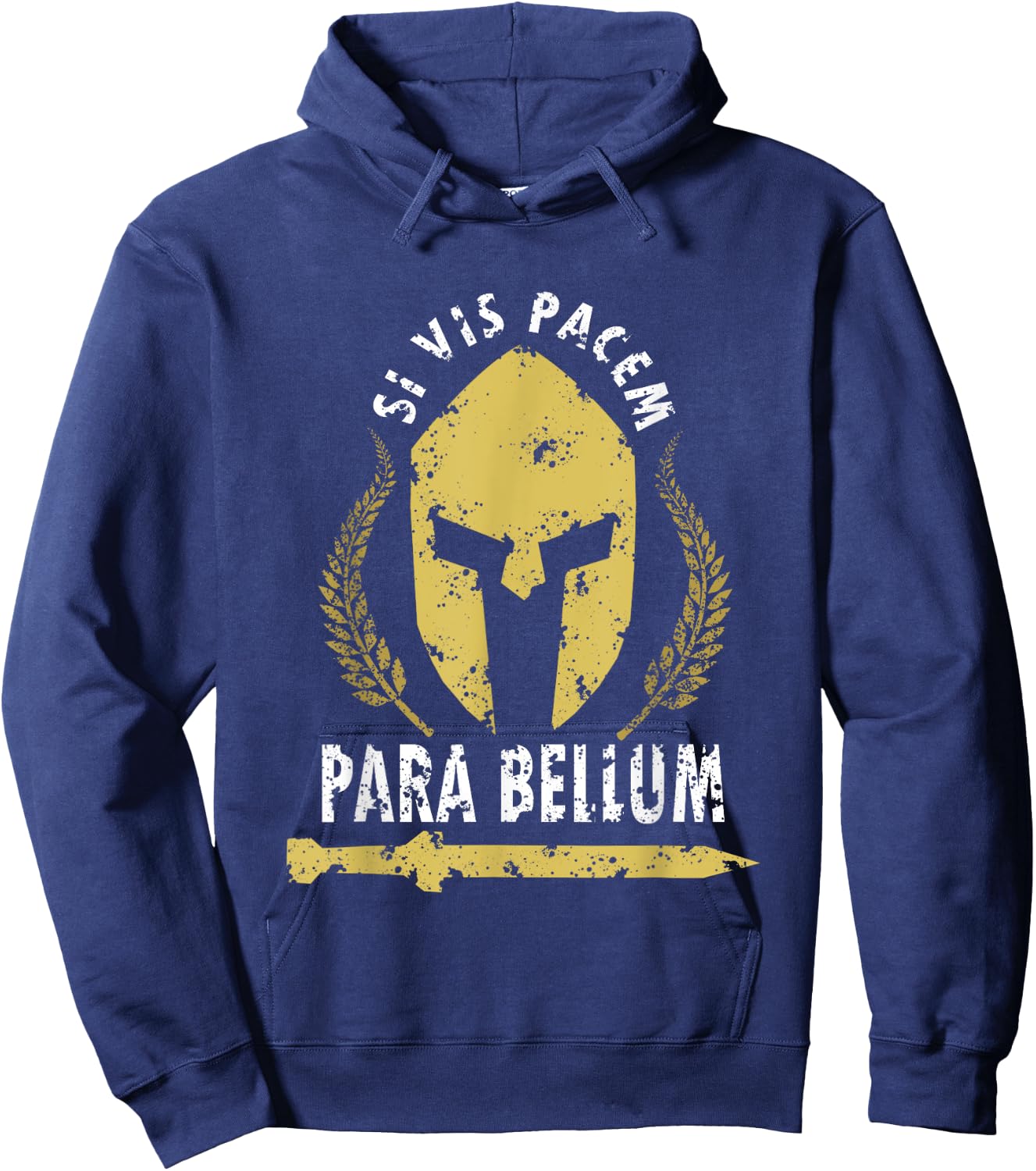 Si Vis Pacem Para Bellum Vintage Greece History Fighter Gym Hoodie - Hoodie | Navy