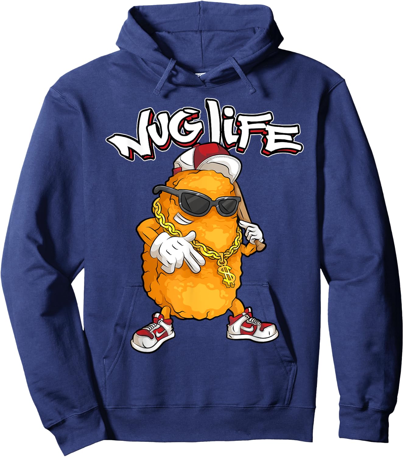 Cool Gangster Chix Fingers Fans Boys Girls Designs Funny Nug Life Gift | Cute Chicken Nuggets Lover -Adults and Kids Hoodie - Hoodie | Navy
