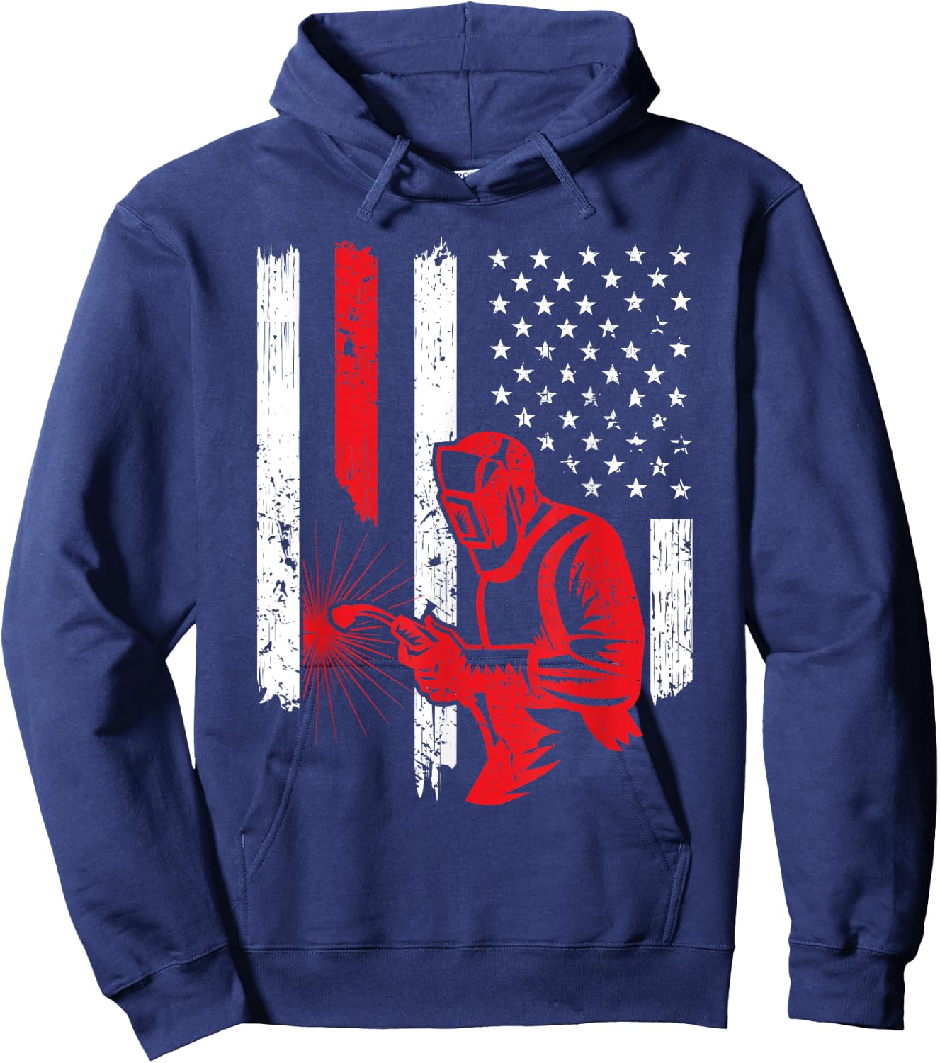 American Flag Welder Welding Vintage Metal Worker Cool Gifts Hoodie - Hoodie | Navy