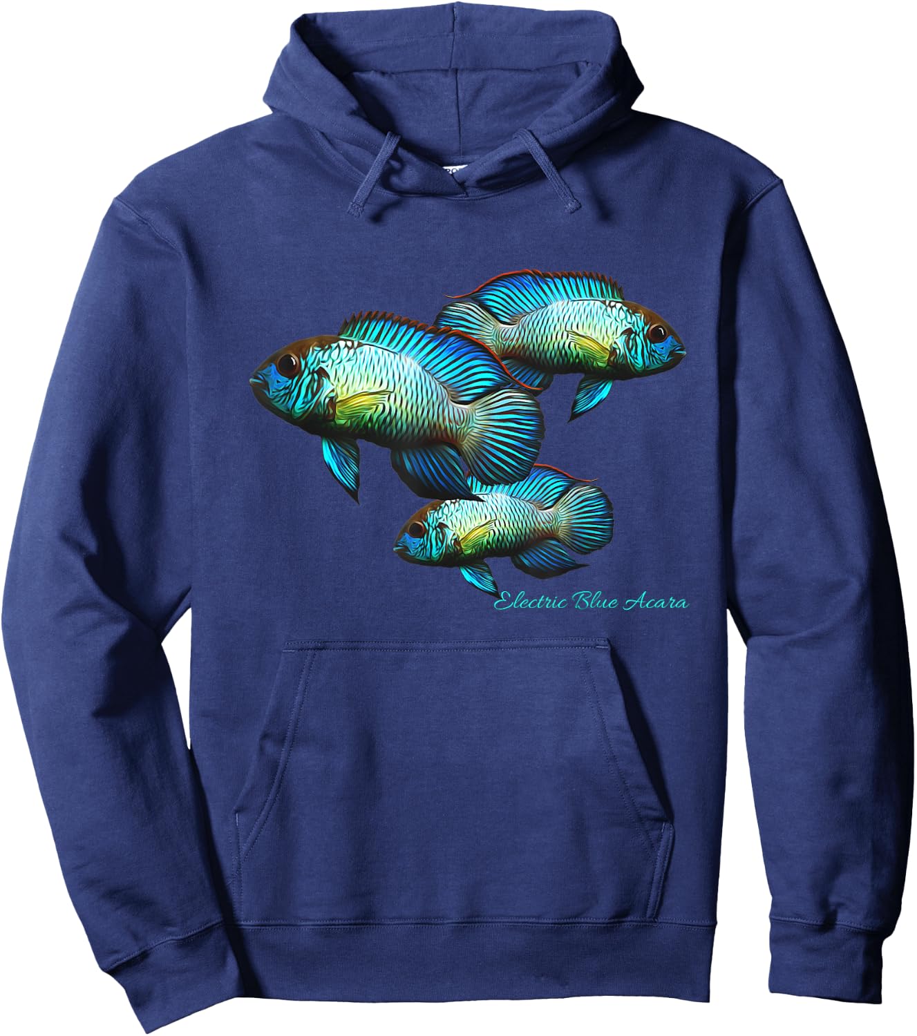 Electric Blue Acara Breeders Dwarf Cichlids Aquarium Fish Hoodie - Hoodie | Navy