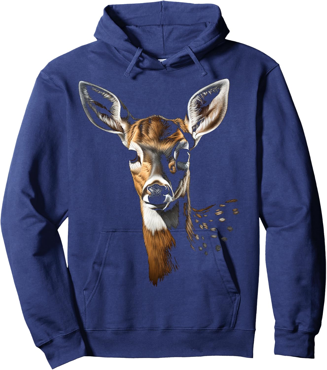 Deer Art Portrait Animal Face Graphic Motif Deer Hoodie - Hoodie | Navy