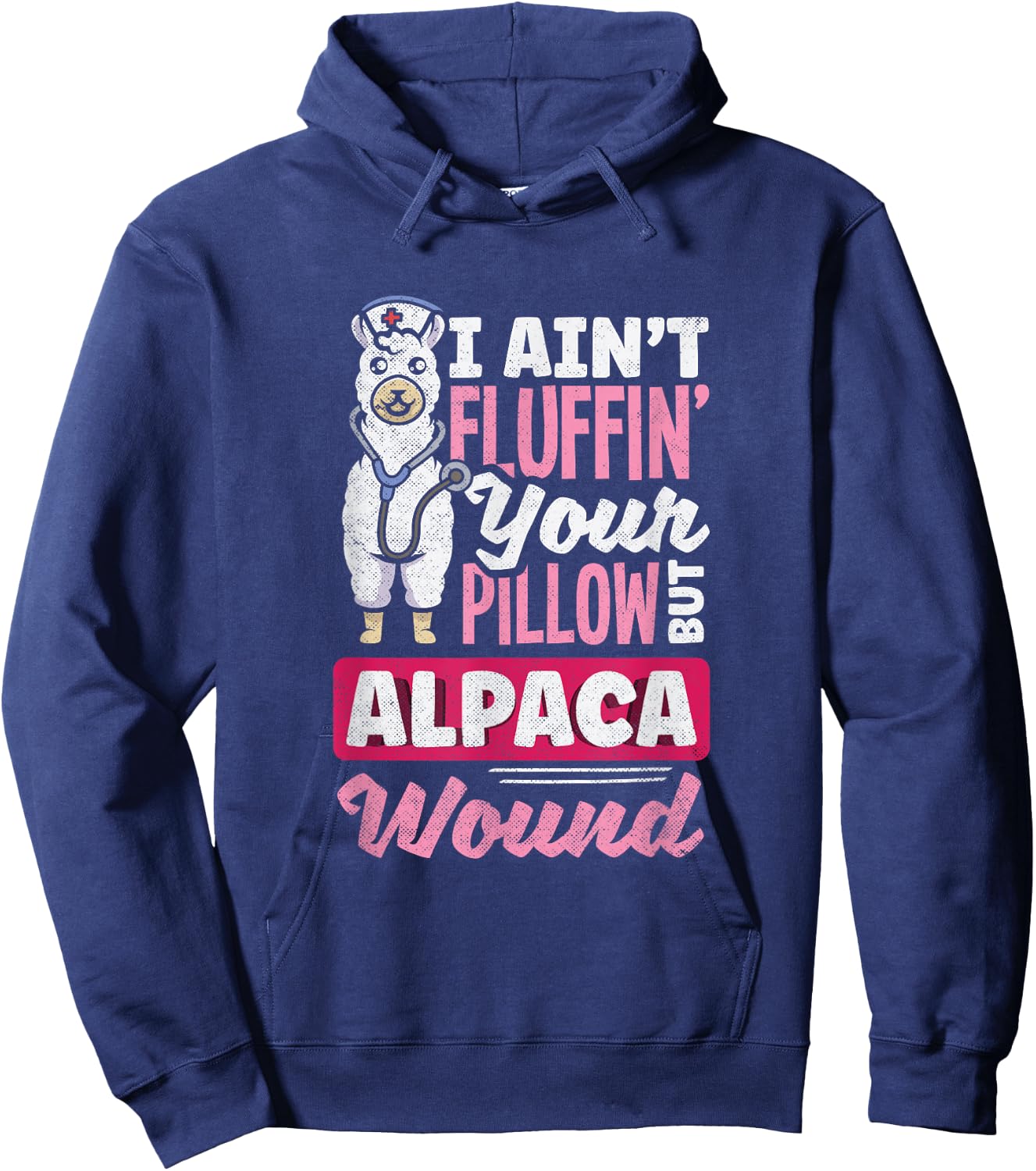 Wound Care Nurse Alpaca Wound Funny Ostomy Nurse Hoodie - Hoodie | Navy