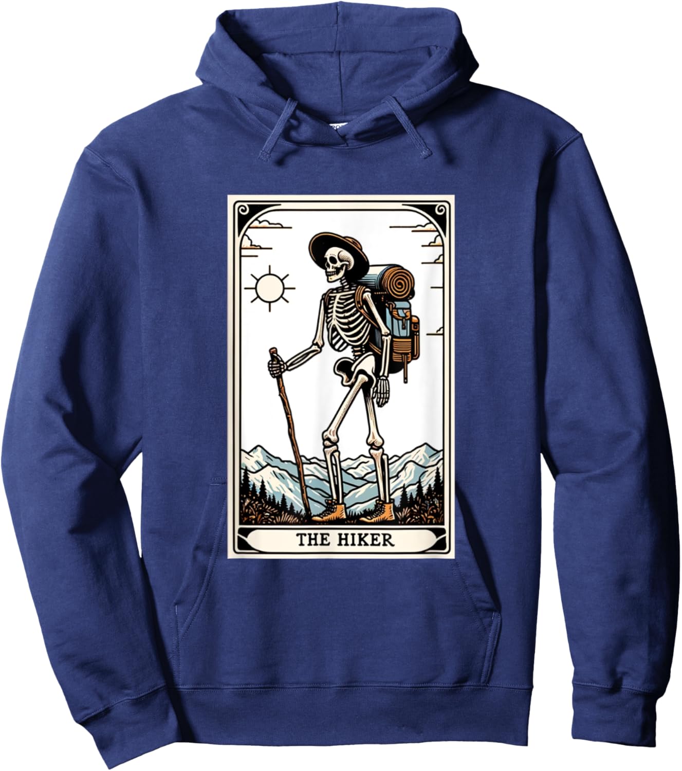 The Hiker Skeleton Tarot Card Hoodie - Hoodie | Navy