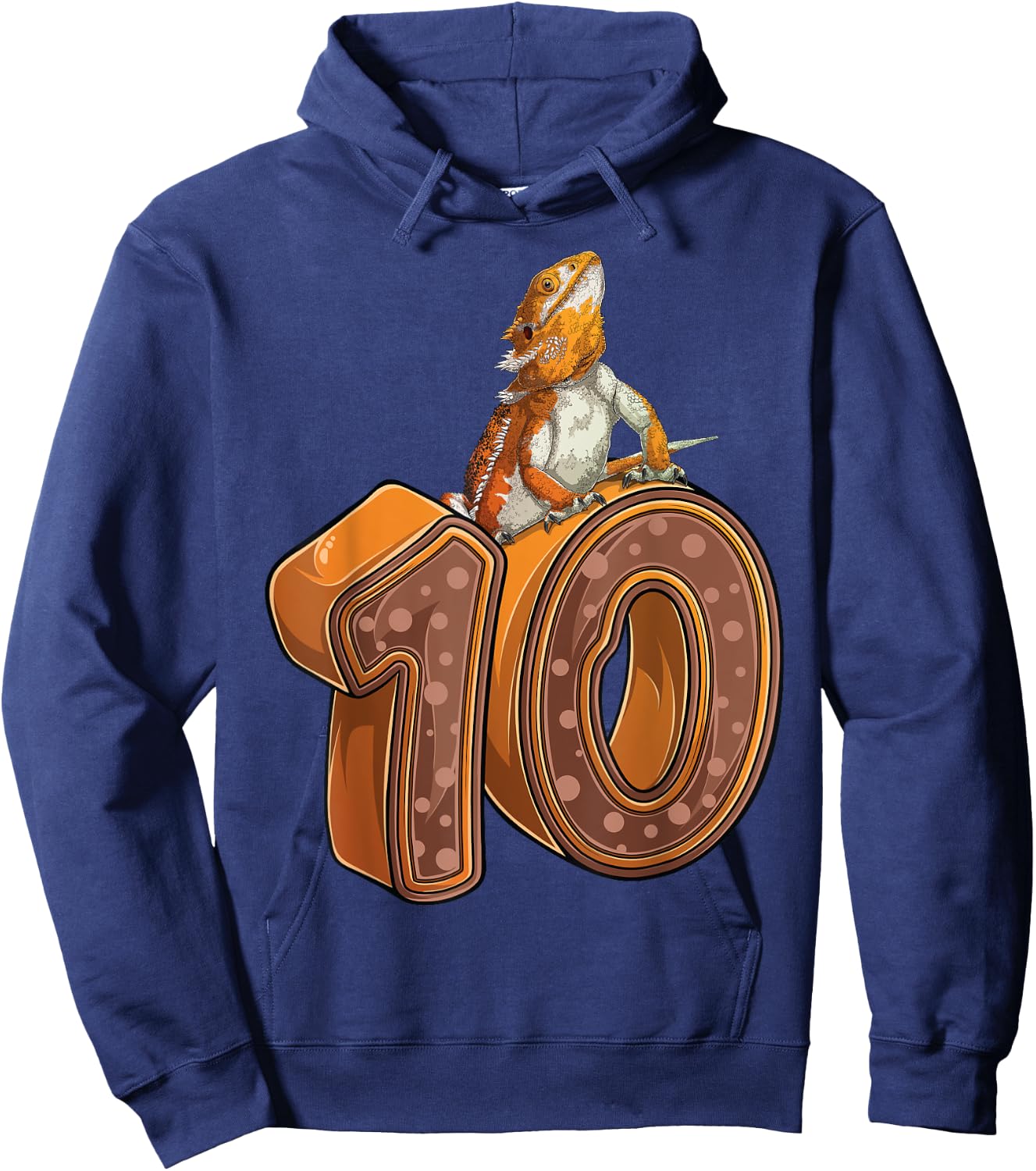 10 Year Old Bearded dragon Reptile 10th Birthday Party B-day Hoodie - Hoodie | Navy