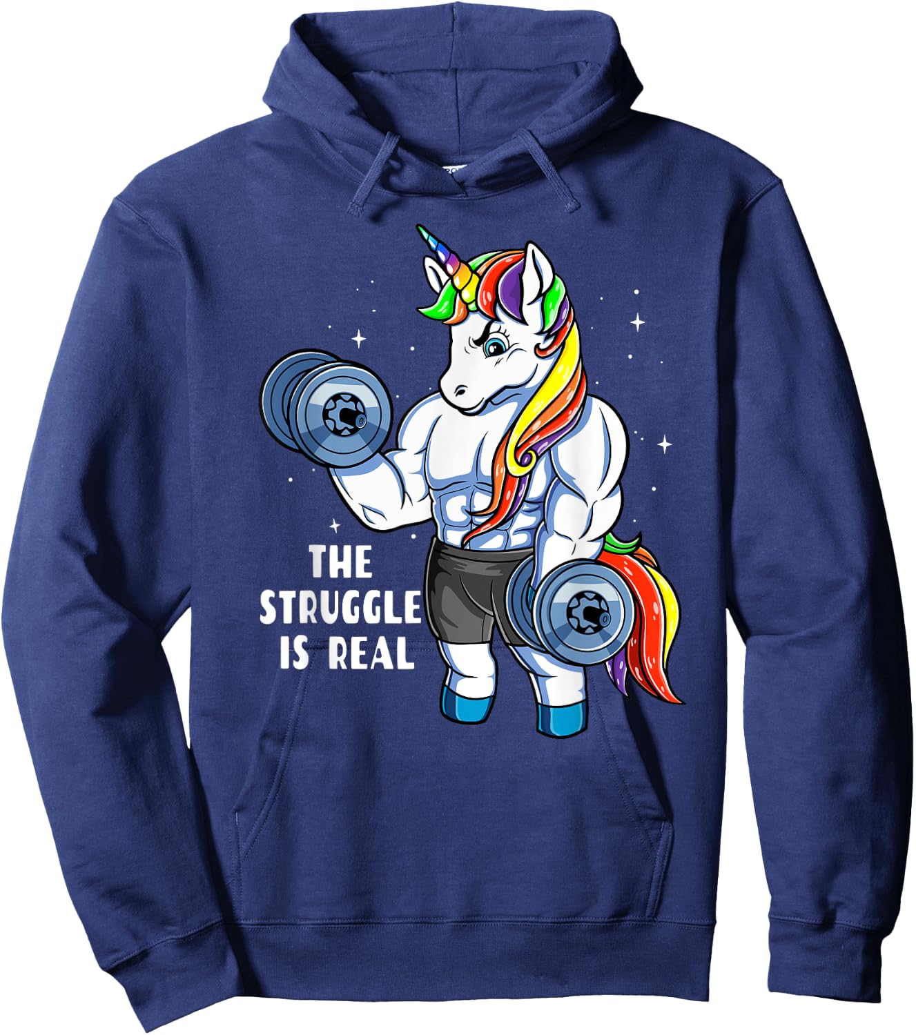 Unicorn Weightlifting T shirt - Rainbow Unicorn Gym Women Hoodie - Hoodie | Navy