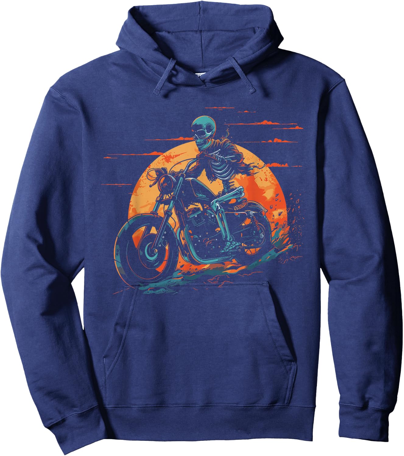Biker Skeleton Bike Motorbike Rider Motorcycle Motorbike Hoodie - Hoodie | Navy