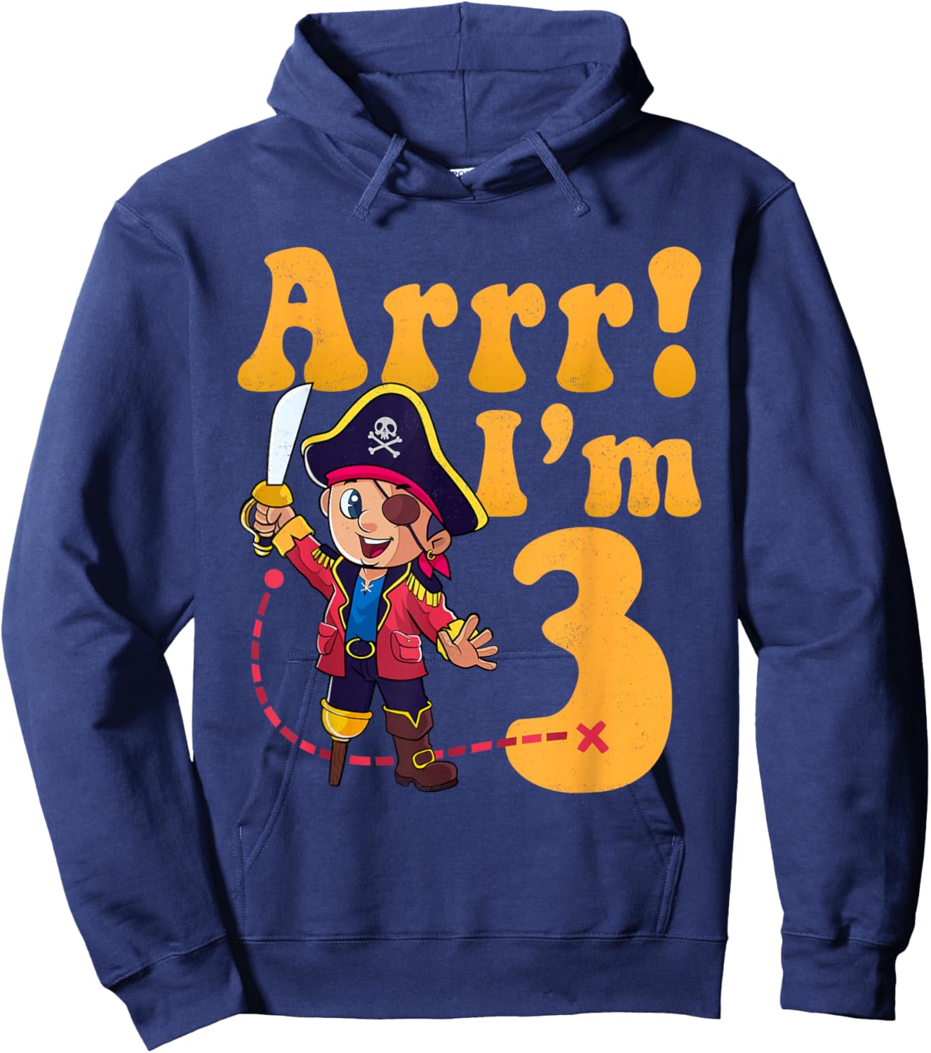 Kids 3rd Pirate Birthday Party Arrr I'm 3 Three Years Old Hoodie - Hoodie | Navy