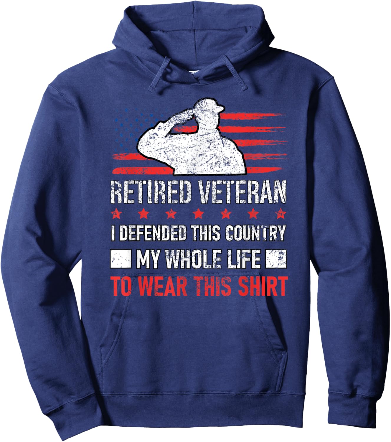 Retired Veteran USA Soldier Defend America Military Patriot Hoodie - Hoodie | Navy