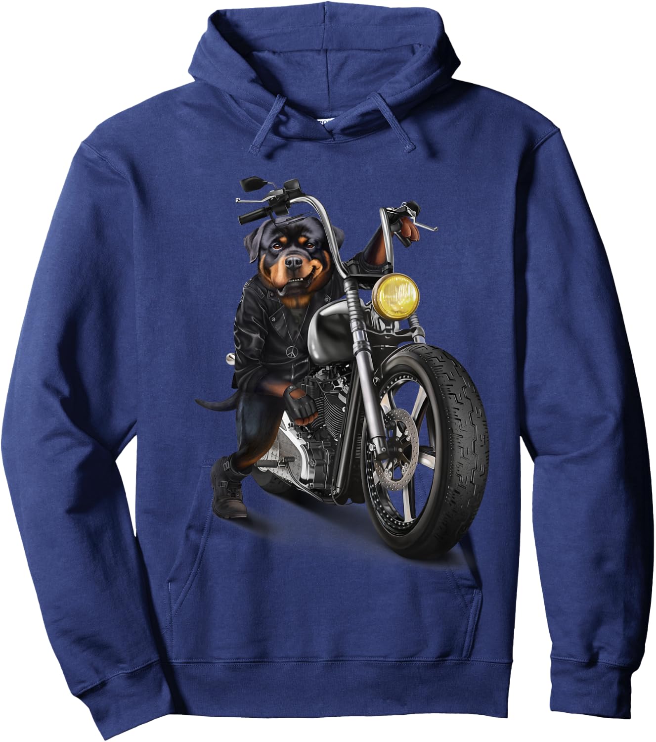 Rottweiler Dog Biker on a Classic Chopper Motorcycle Women Girls Kids Hoodie - Hoodie | Navy