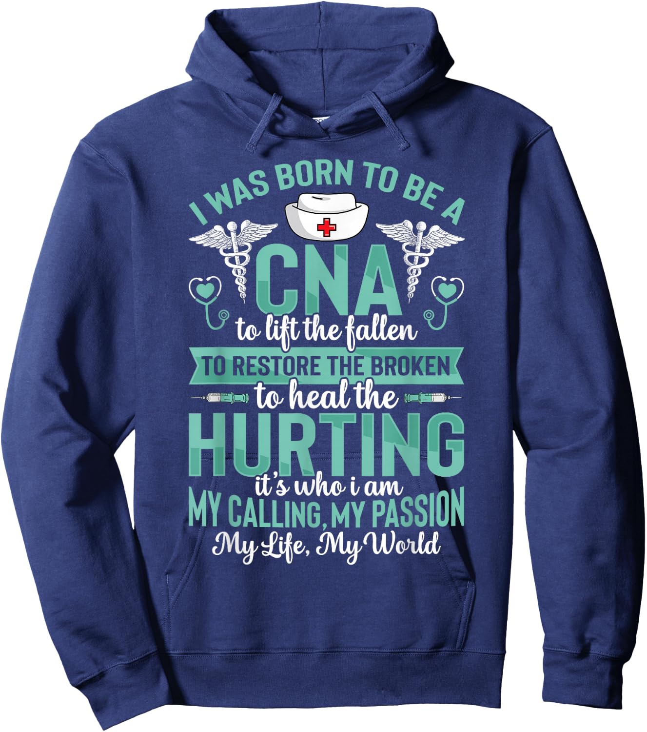 Born To Be A CNA Funny Certified Nursing Assistant Nurse Hoodie - Hoodie | Navy