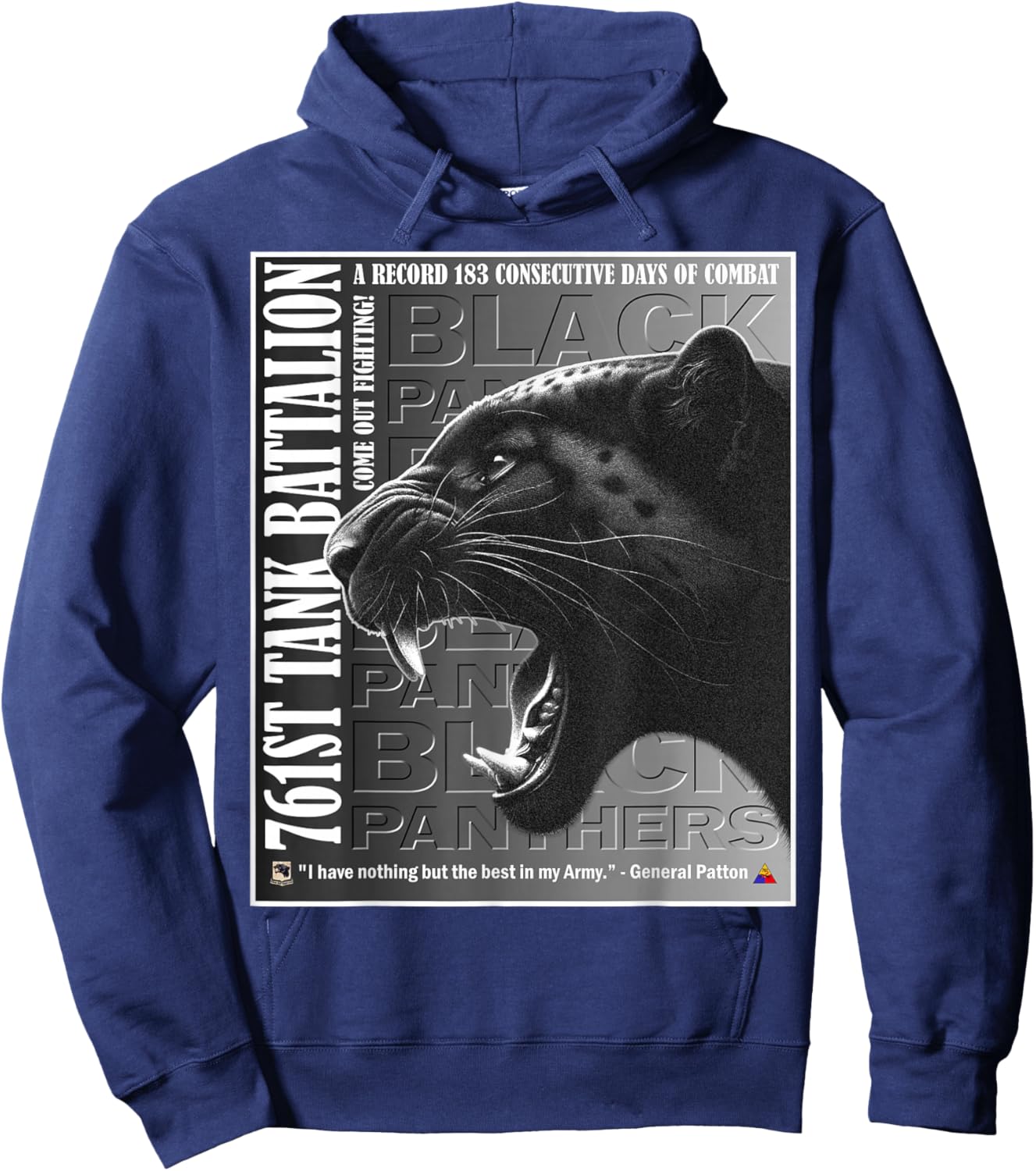 761st Tank Battalion Black Panthers African American Tribute Hoodie - Hoodie | Navy