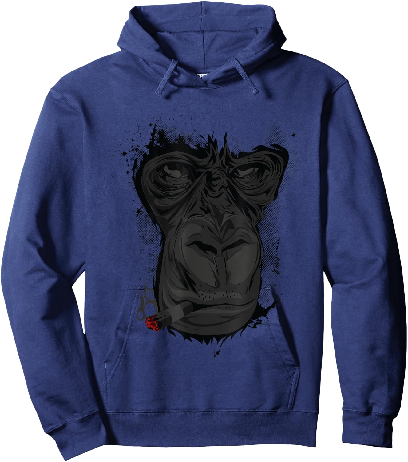 Angry Gorilla Shirt Graphic Ape Cigar Smoking Monkey Gift Hoodie - Hoodie | Navy