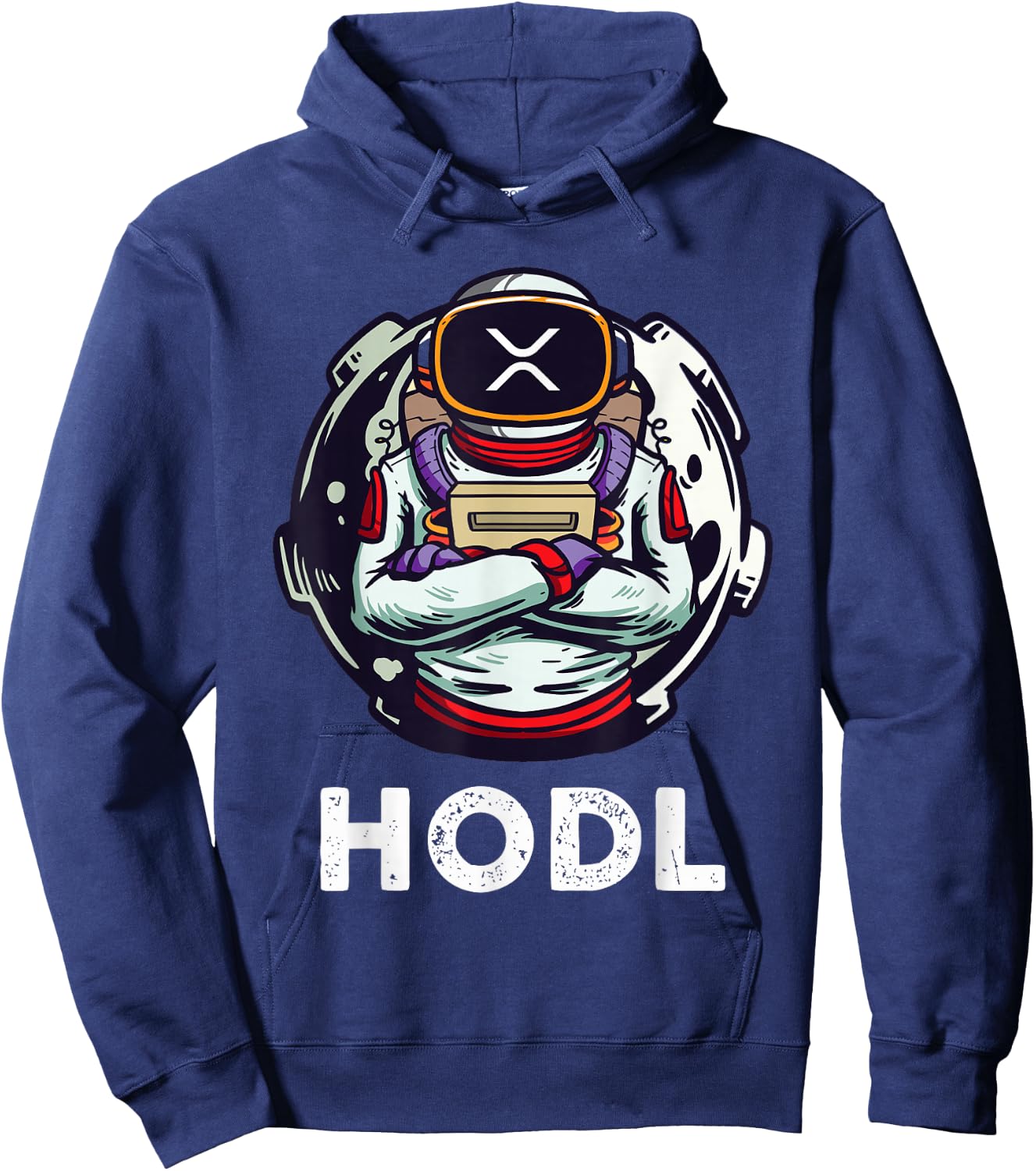 XRP Hodl To The Moon Funny XRP Astronaut Hoodie - Hoodie | Navy