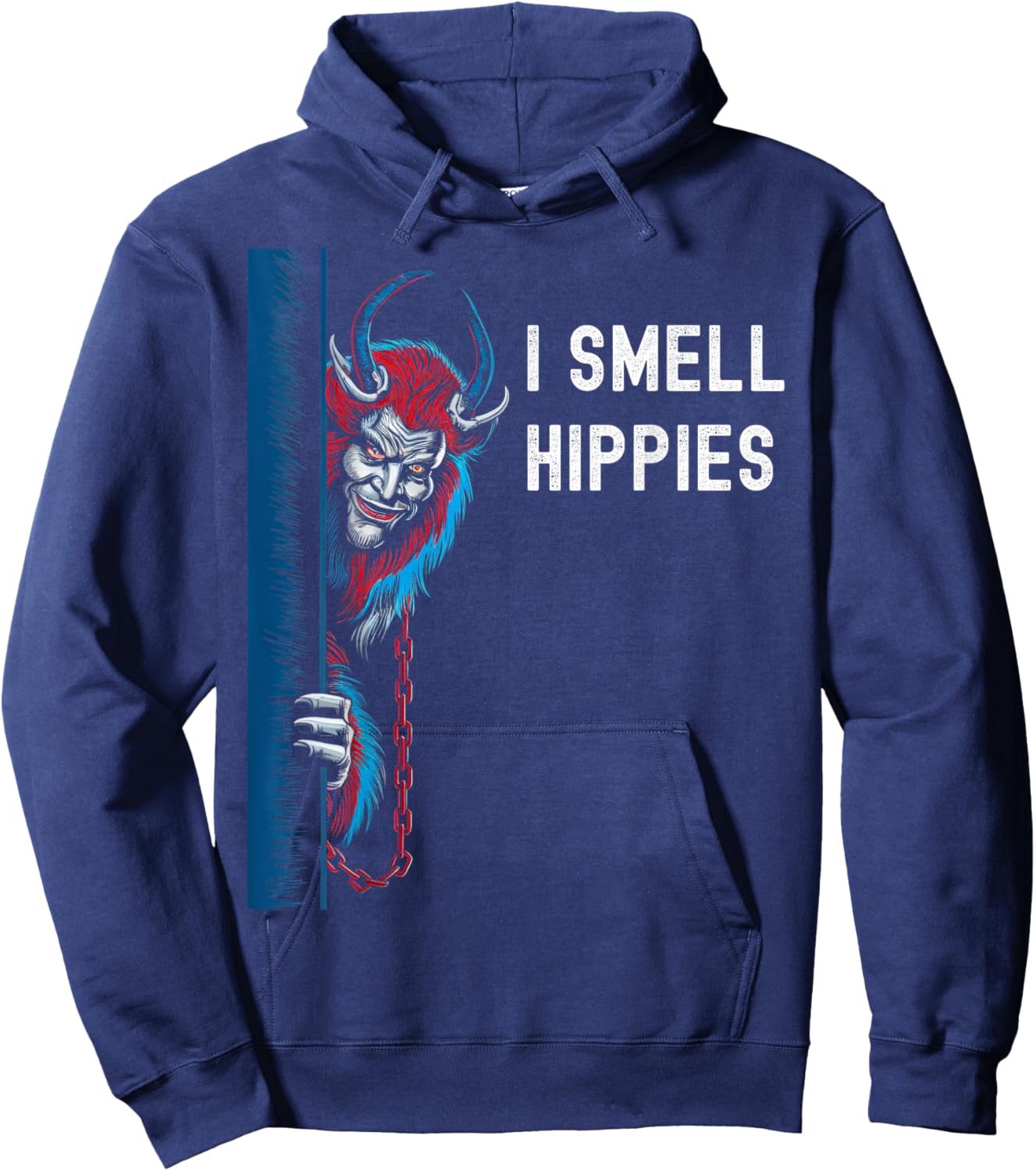 Krampus Christmas I Smell Hippies Christmas Halloween Hoodie - Hoodie | Navy