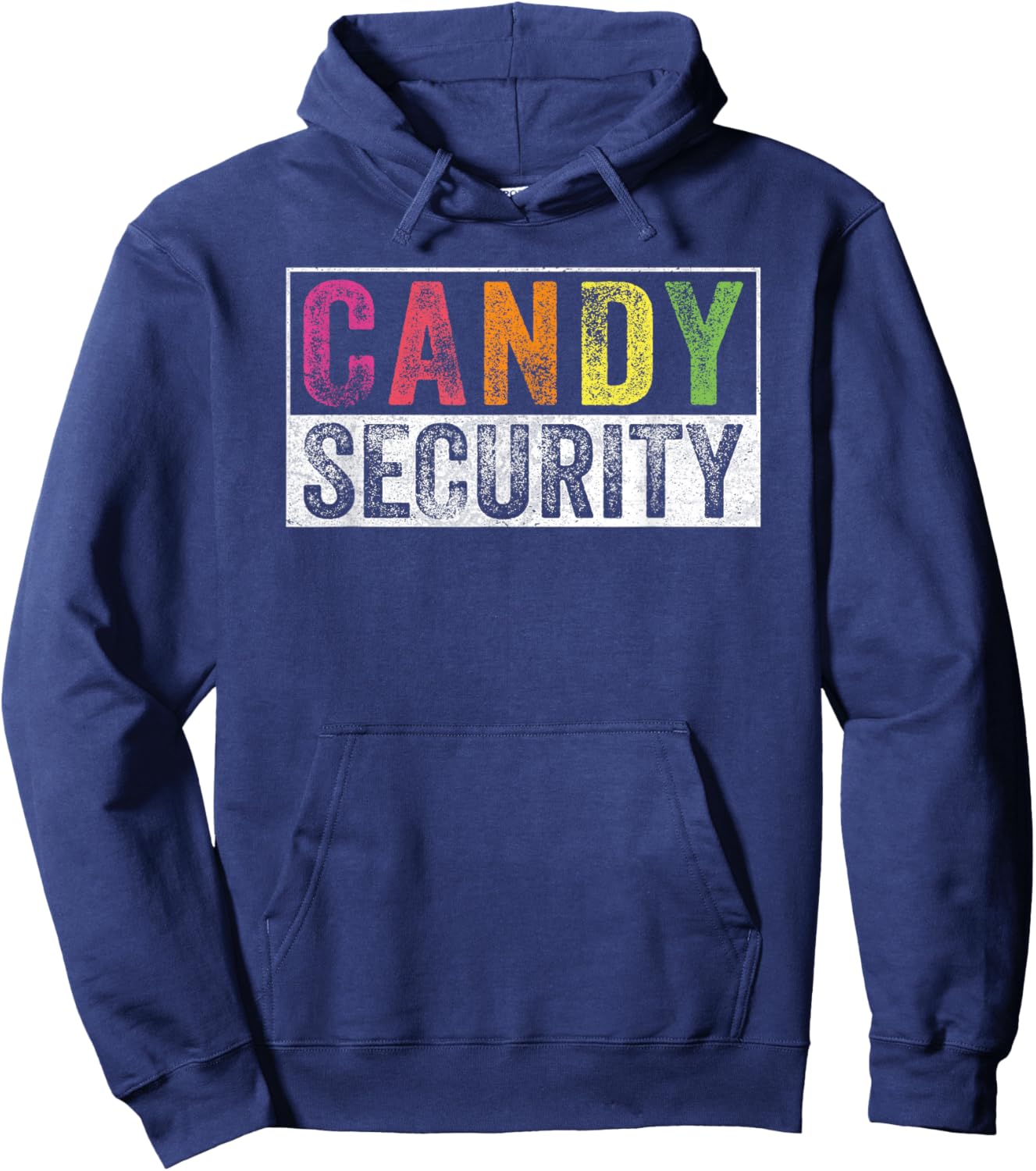 Retro Vintage Candy Security Ghost For Halloween -Adults, Kids Black Short Sleeve Hoodie - Hoodie | Navy