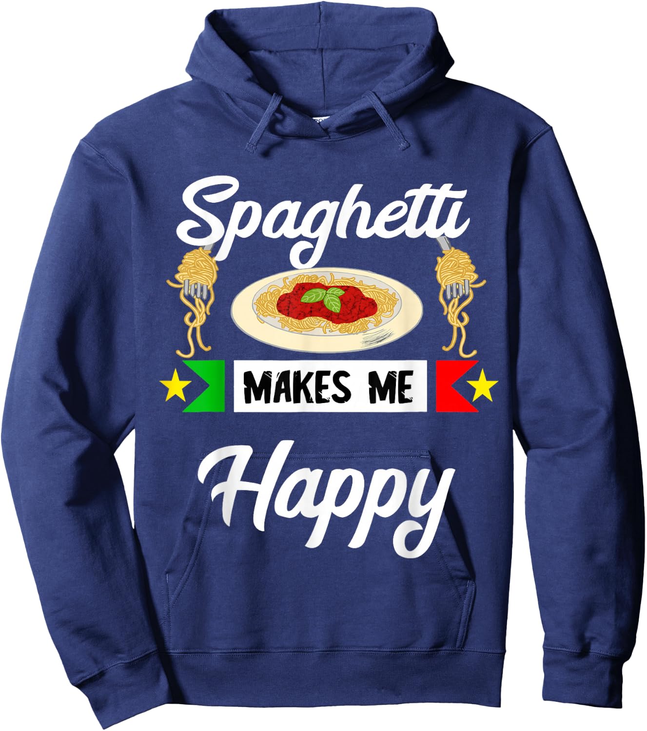 Italian spaghetti makes me happy pasta noodles Hoodie - Hoodie | Navy